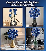 Vista 5 de Blue Roses Flower Bouquet Building Set, Compatible with Lego Flowers, Artificial Flowers Botanical Collection Gift for Halloween Gothic Retro Home