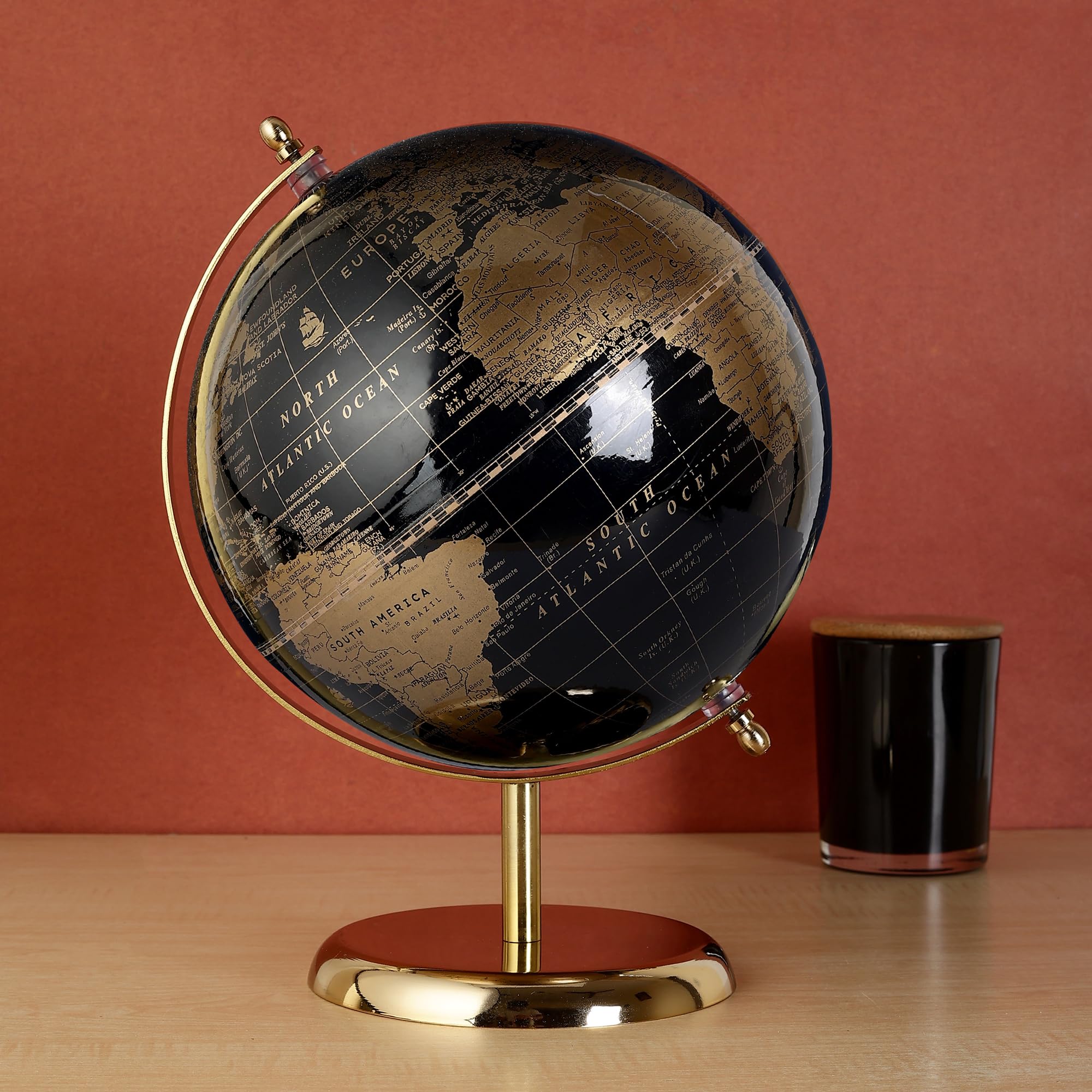 8 Inch Rotating World Globe with Metal Arc and Base for Office Table, Geography Learning, Studio or Cafe Decoration, Unique Gifts, Birthday and Aniversary Gift.-image-14