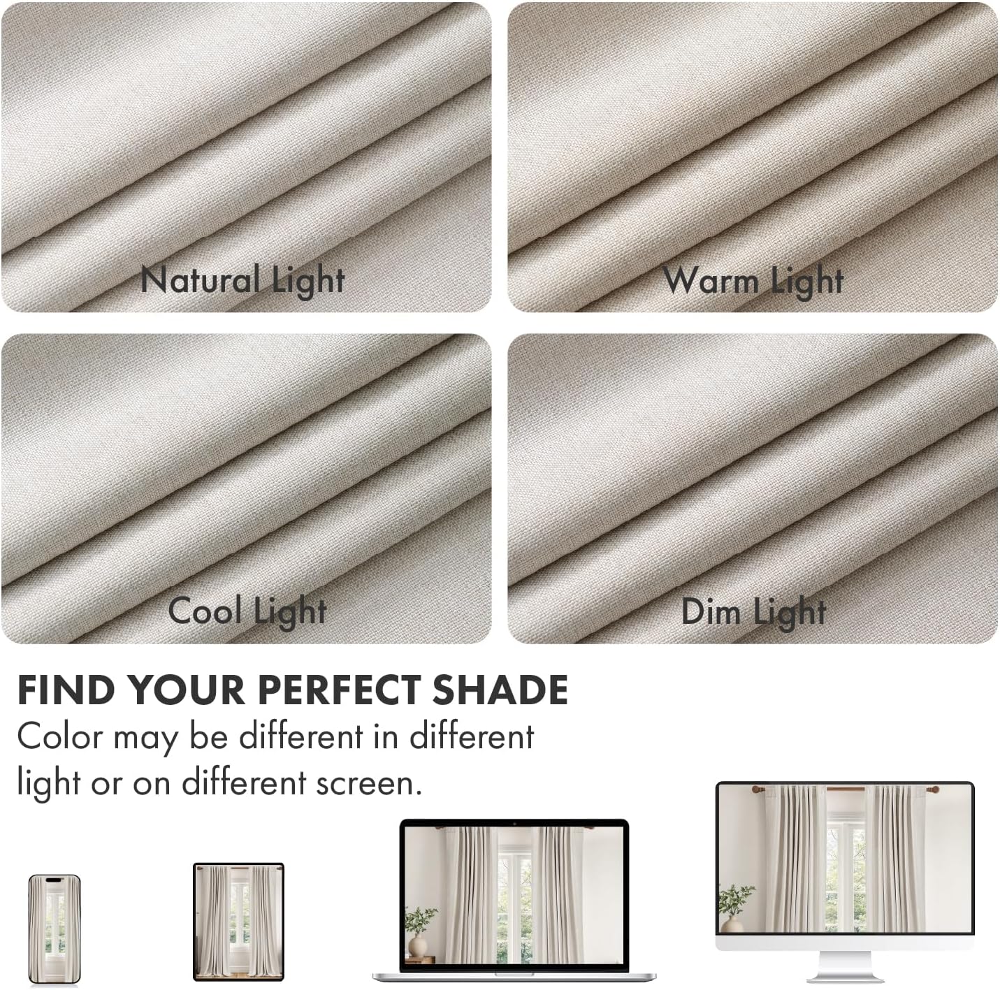 MIULEE 100% Blackout Linen Curtains for Bedroom 90 inches Long, Thermal Insulated Room Darkening Black Out Drapes for Living Room, Back Tab Rod Pocket, 2 Panels Set, 40 Wide x 90 Length, Cream