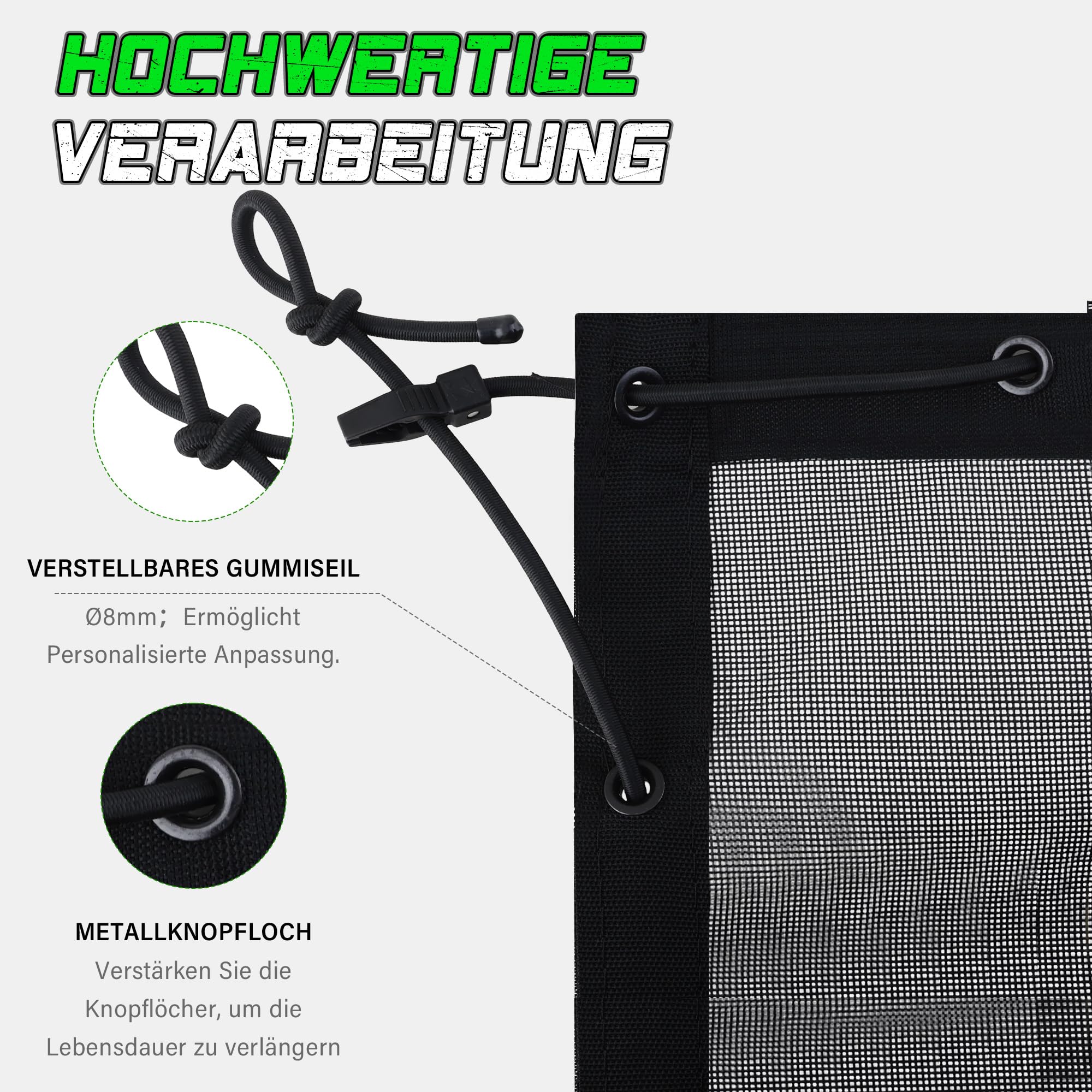 STARLEAPARTS Anhängernetz Feinmaschig 1,2x1,8m mit 16 Haken, Abdecknetz für Anhänger mit Gummiseil, Anhängerplane Containernetz Ladungssicherung für Auto, LKW, Schwarz