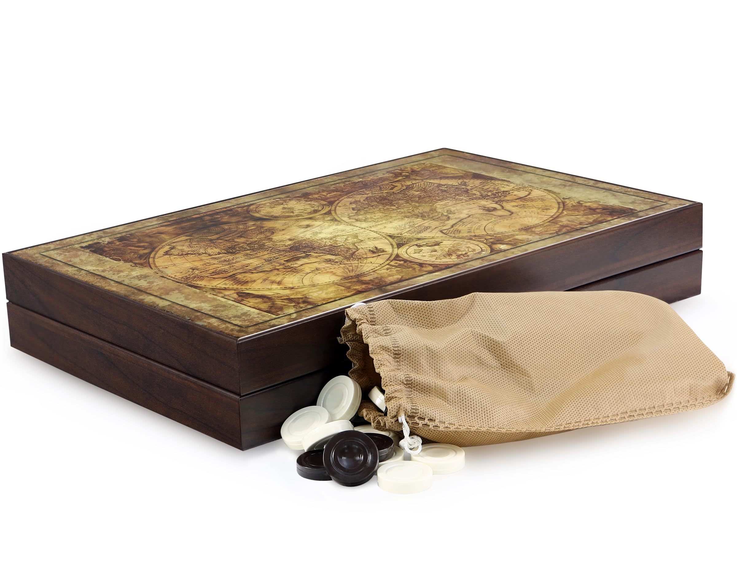 Trendy Backgammon Antique Map/Antyczny Świat Backgammon Tavla XL