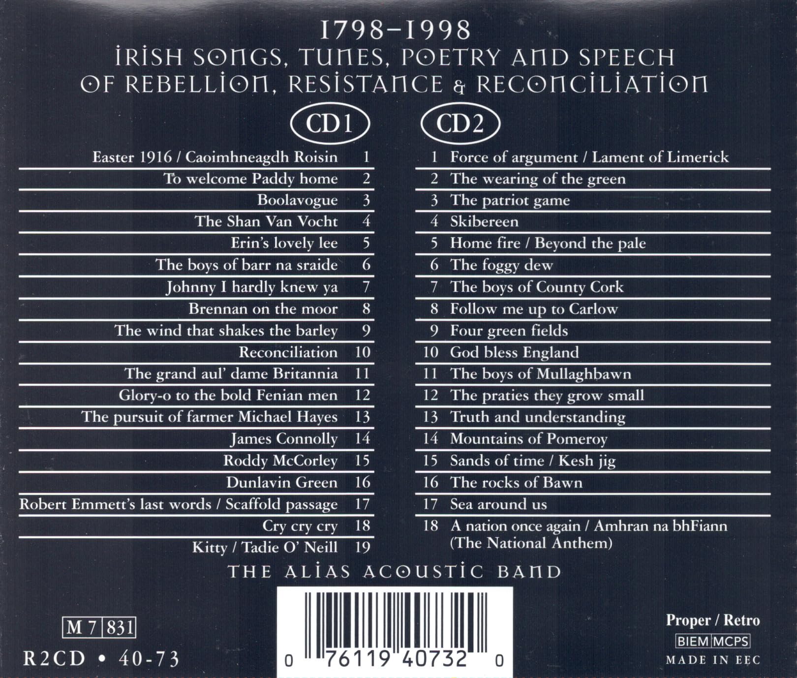 1798-1998 Irish Songs Tunes Poetry