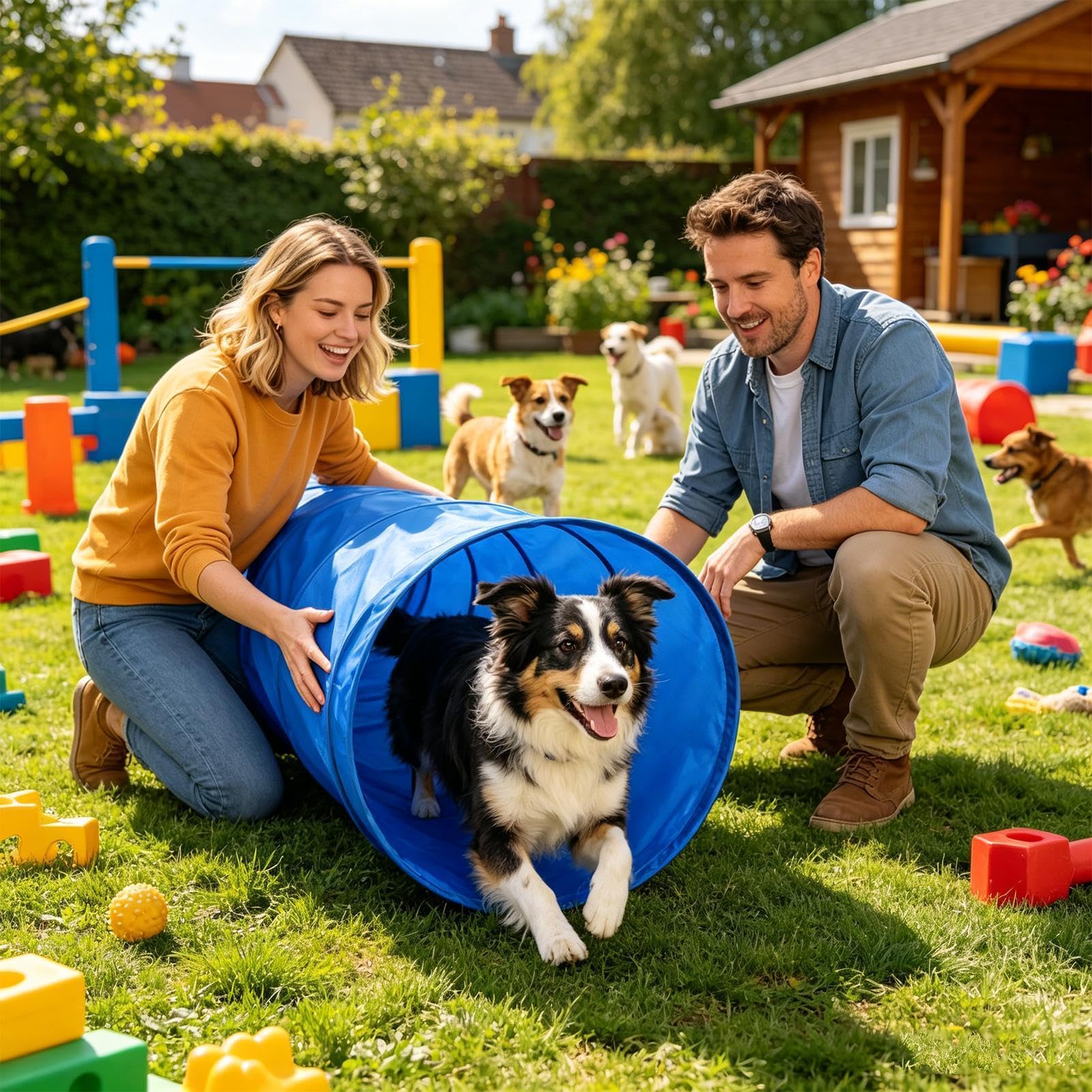Kit di agilità per cani da giardino Attrezzature per allenamento con tunnel | Attrezzature da gioco all'aperto per cani adatte a spiaggia, spazio giochi, competizione, tempo libero, parco, giardino e