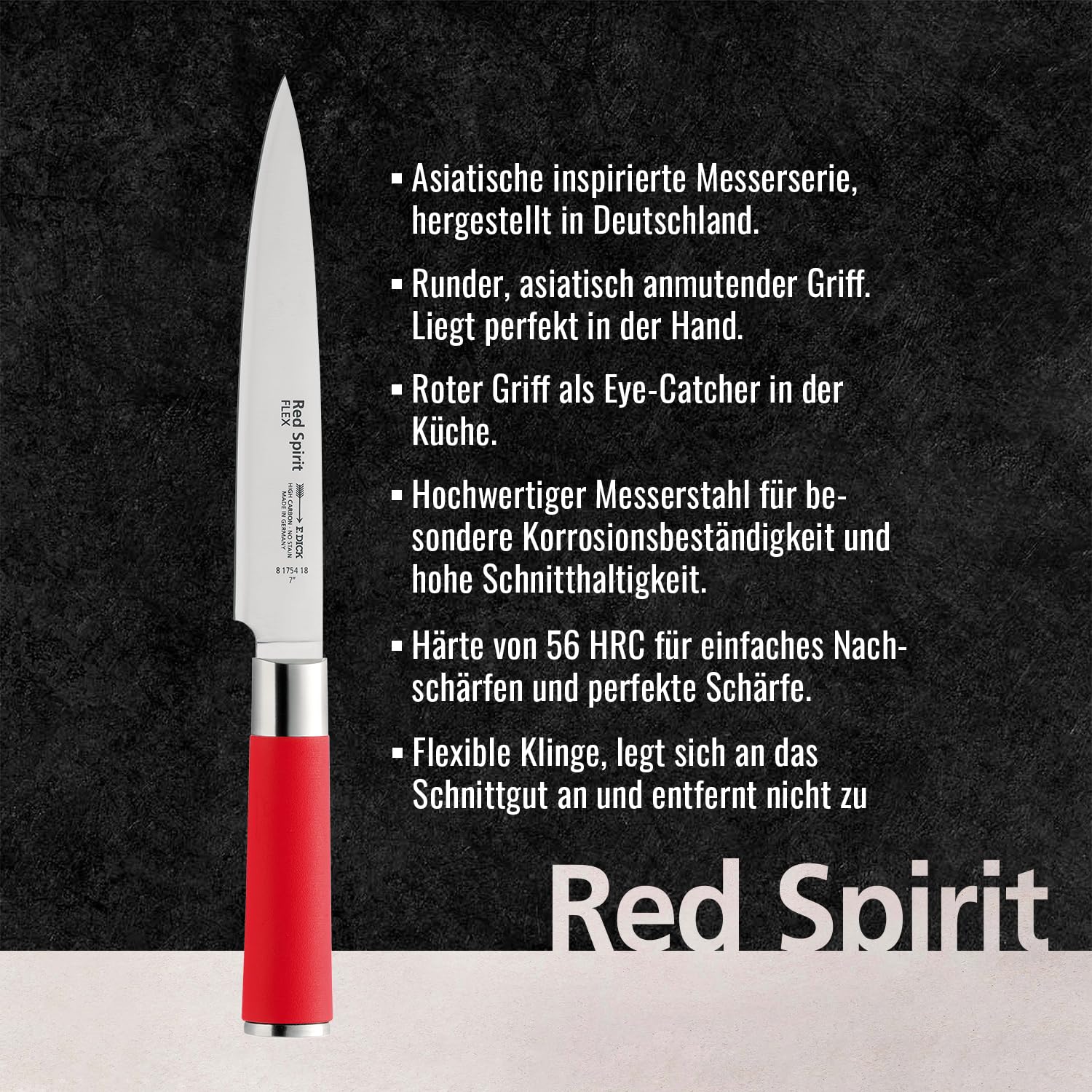 Dick Knives GH287 Spirit Couteauà filet flexible Rouge 18 cm