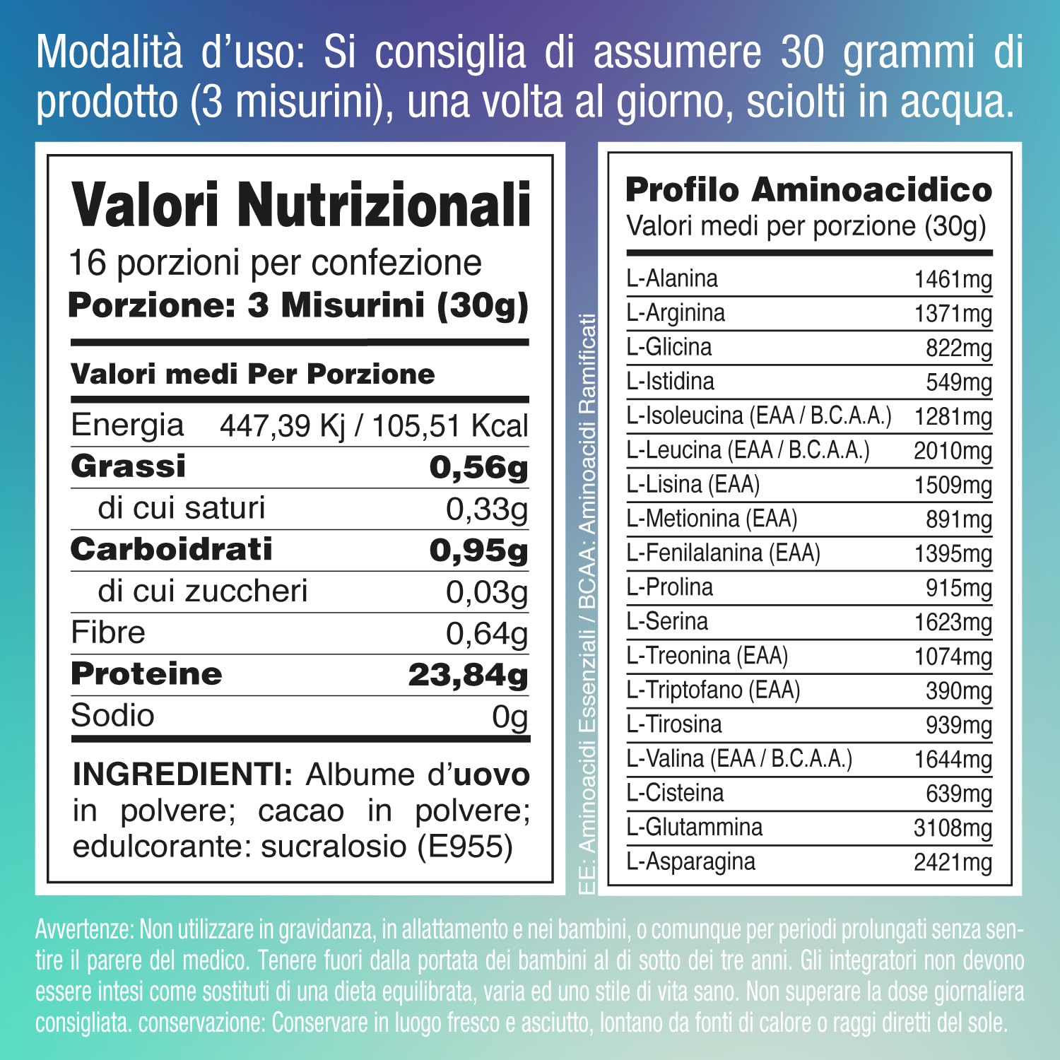 EGG Protein - Proteine dell'Albume d'Uovo per la Crescita e Mantenimento della Massa Muscolare, per Palestra e Sportivi, Gusto Cioccolato, 500 grammi