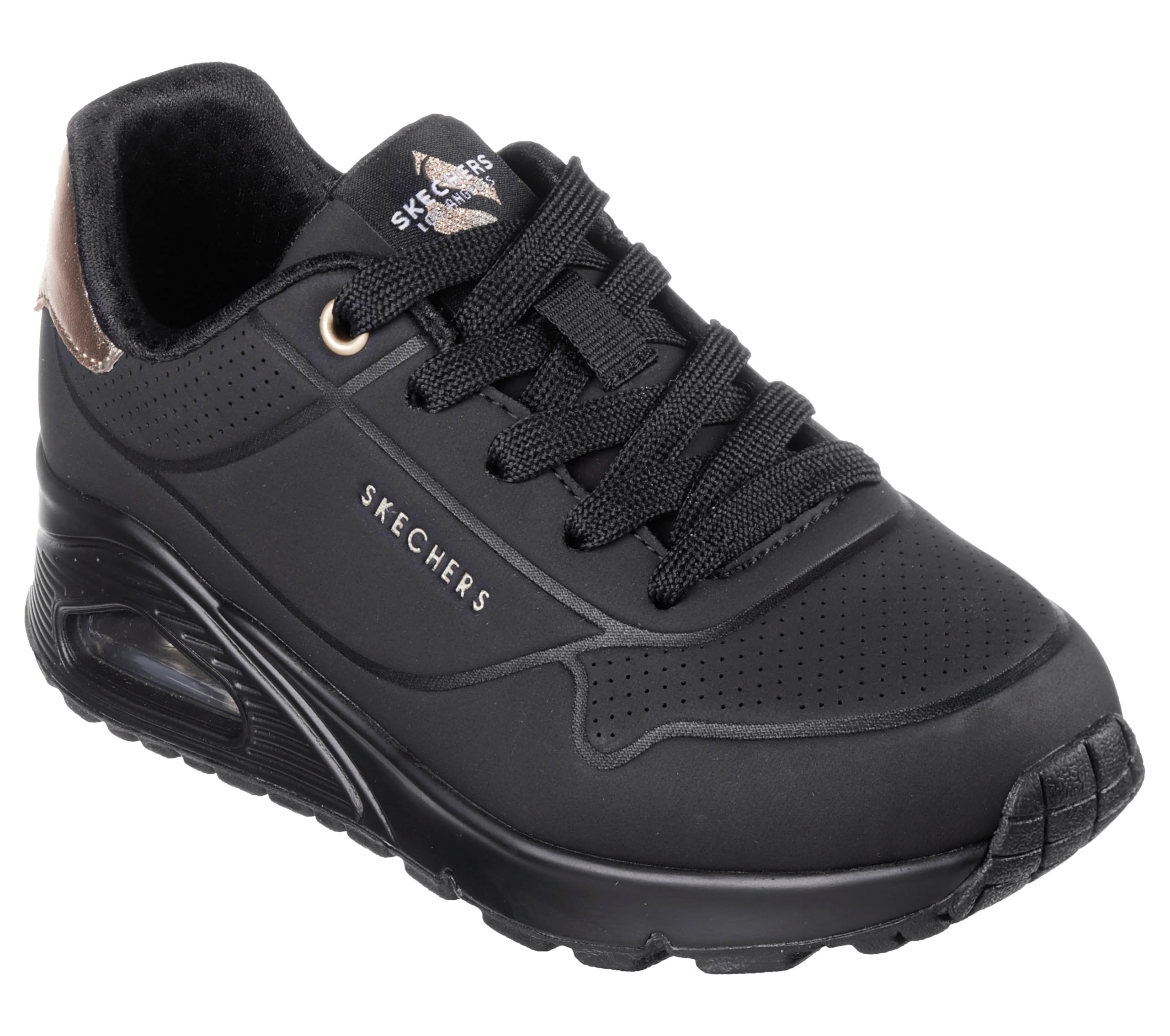 Skechers Mädchen UNO Gen1 Shimmer Away Sneaker, Black Synthetic Black Trim, 37.5 EU – Ansicht 4