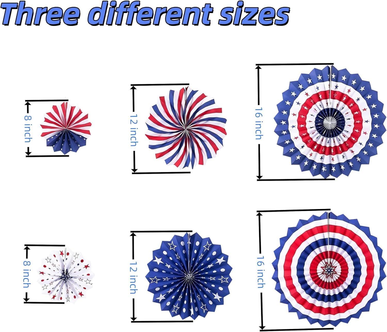 27PCS 4th of July Decorations, Fourth of July Decor Love USA Banner Red White Blue Paper Fans Star Streamer Pom Poms Hanging Swirls Patriotic Decorations for Indoor Outdoor Outside - Image 3