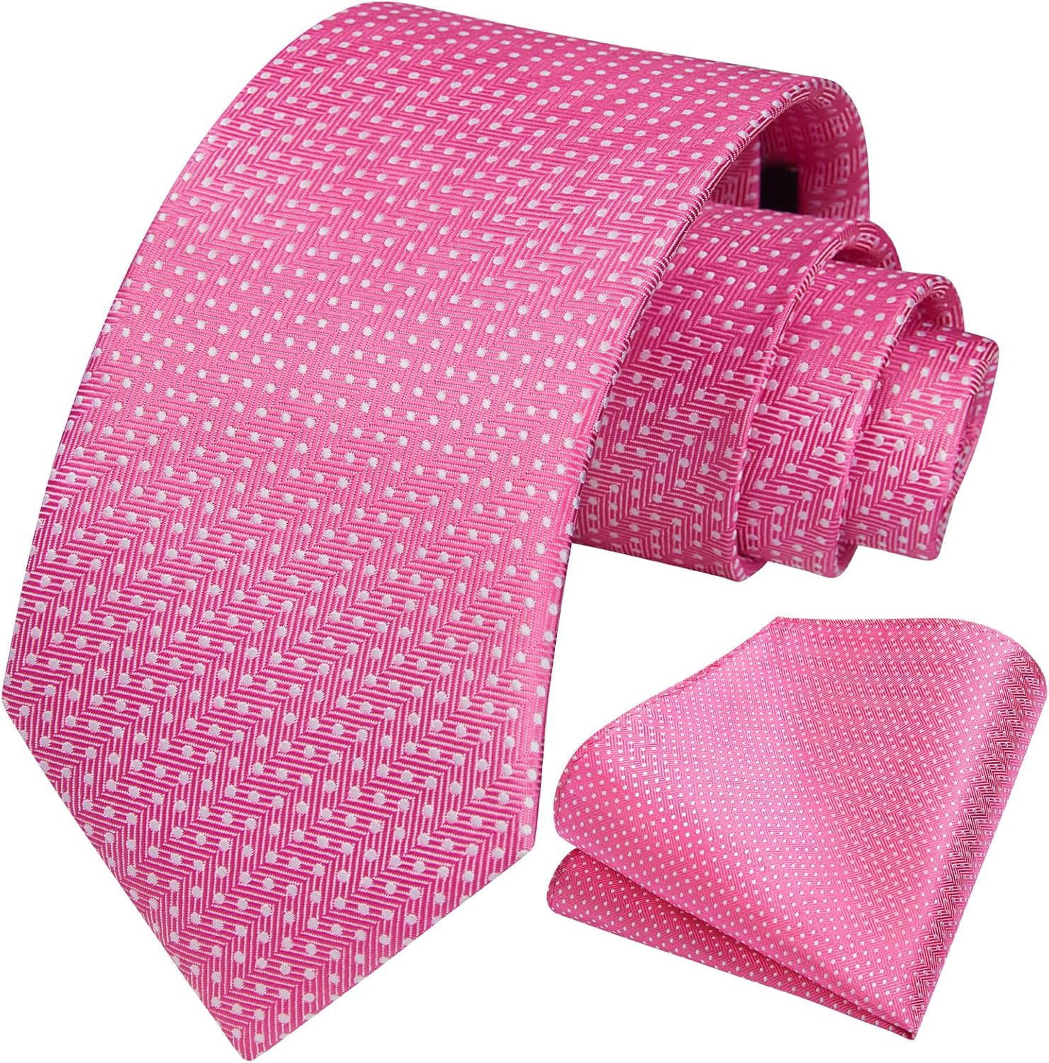 HISDERN Polka Dot Ties for Men Classic Silk Ties and Pocket Square Formal Business Necktie Handkerchief Wedding Party - Image 6