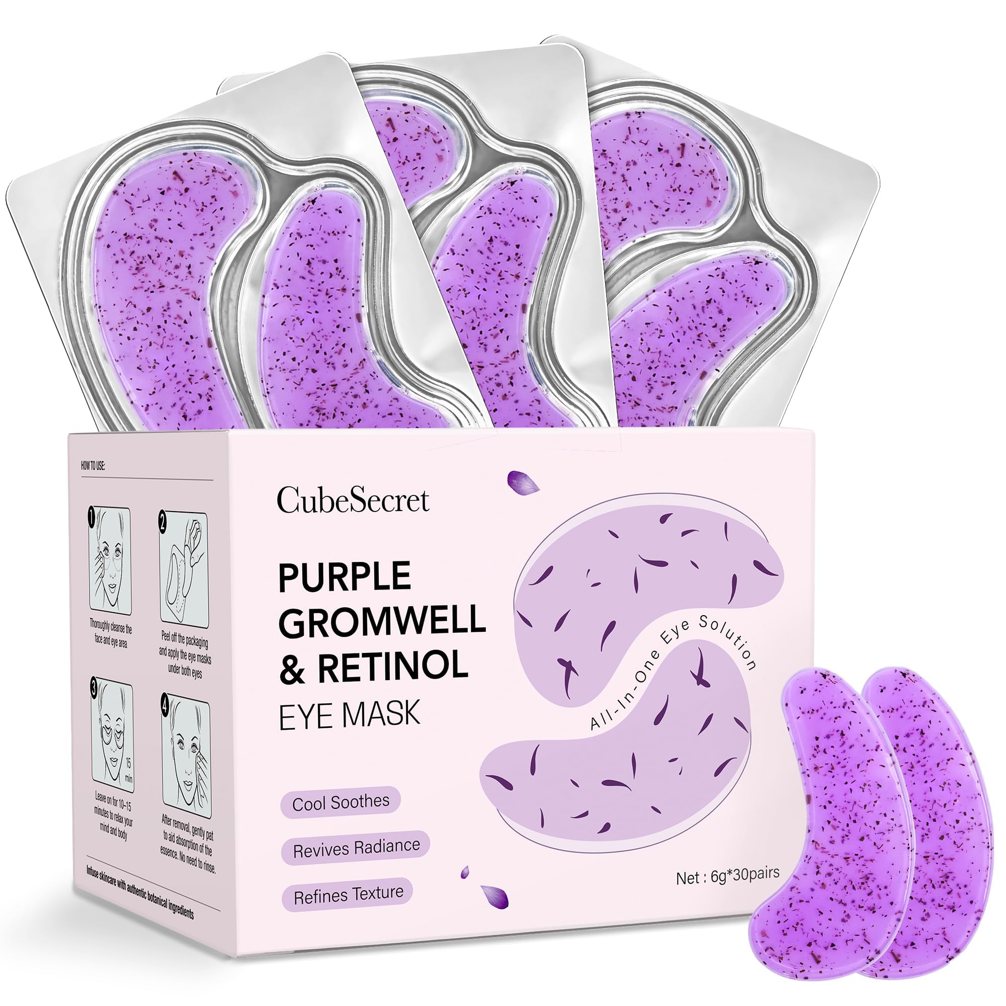 Under Eye Patches for Women - 30 Pairs Green Tea Eye Mask for Dark Circles - Puffy Eyes, Anti Wrinkle - Soothing Hydrating Gel Eye Mask Sensitive Skincare