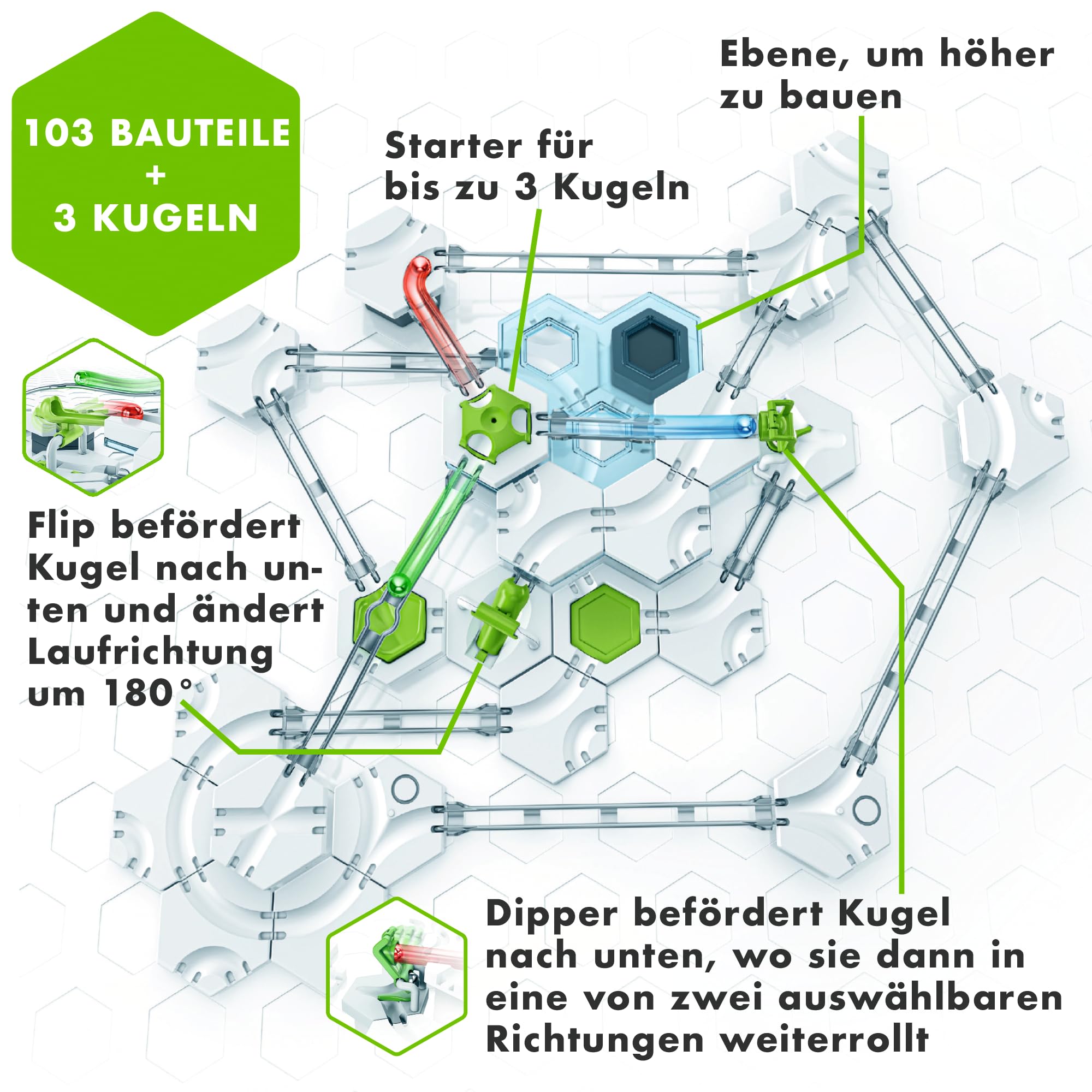 Ravensburger 27485 - GraviTrax Actionset Flip`n`Dip - GraviTrax Starterset - Murmelbahn und Konstruktionsspielzeug ab 8 Jahren, alleine bespielbar