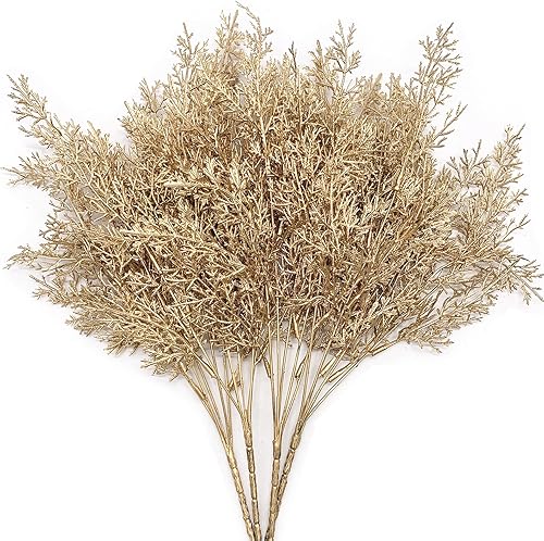 Vista 25 de CATTREE - Decoración de plantas artificiales de Navidad de 26 pulgadas de alto, hojas de albaricoque doradas de imitación de hojas de ginkgo