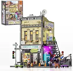 FUNWHOLE Skate-Shop Lighting Building-Bricks Set - Street Fusion City Skate Store Collection LED Light Modular Building Kit 1573 Pcs for Adults and Teen