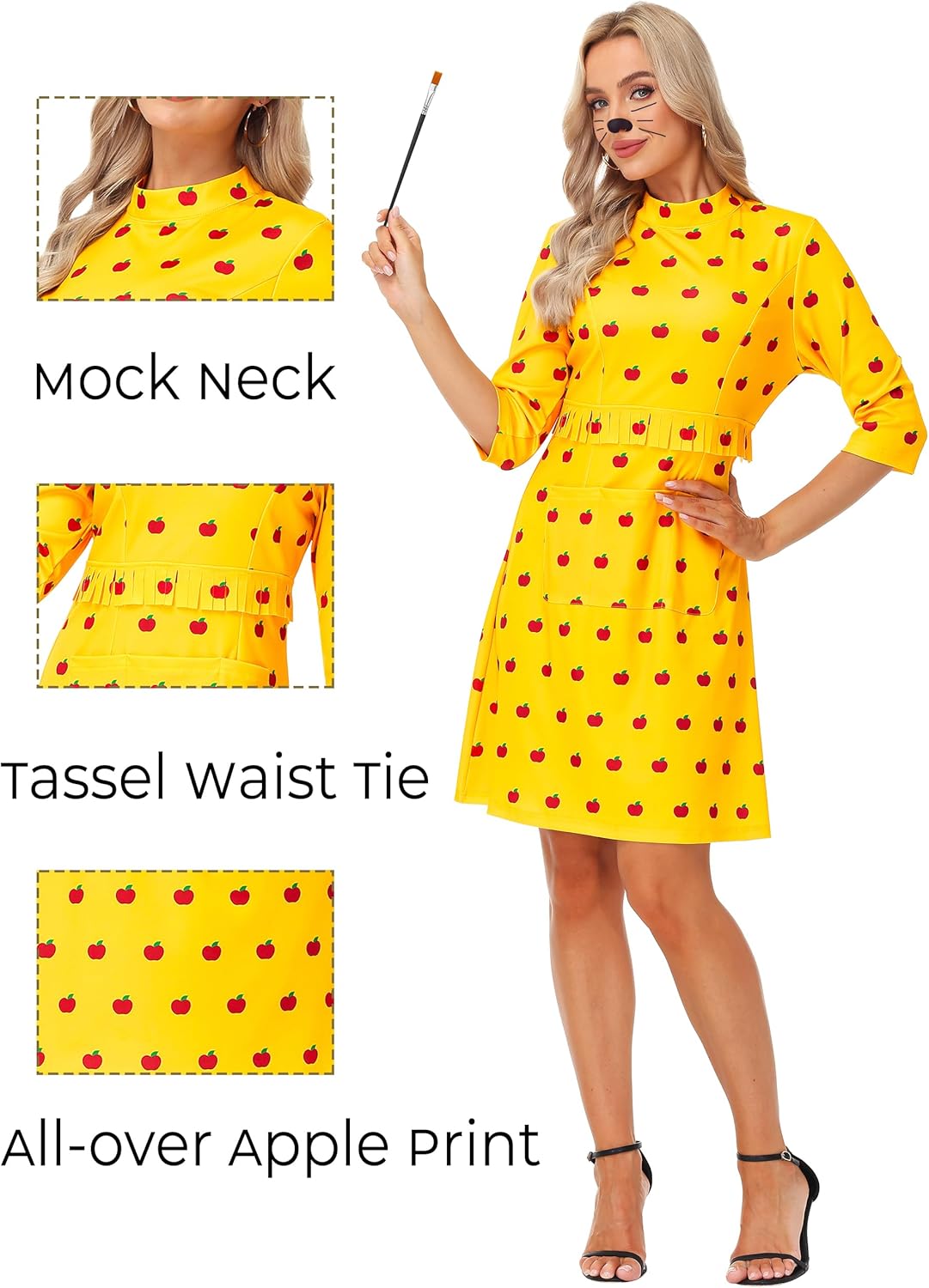 Halloween Women Fox Costume Fancy Cosplay Yellow Dress