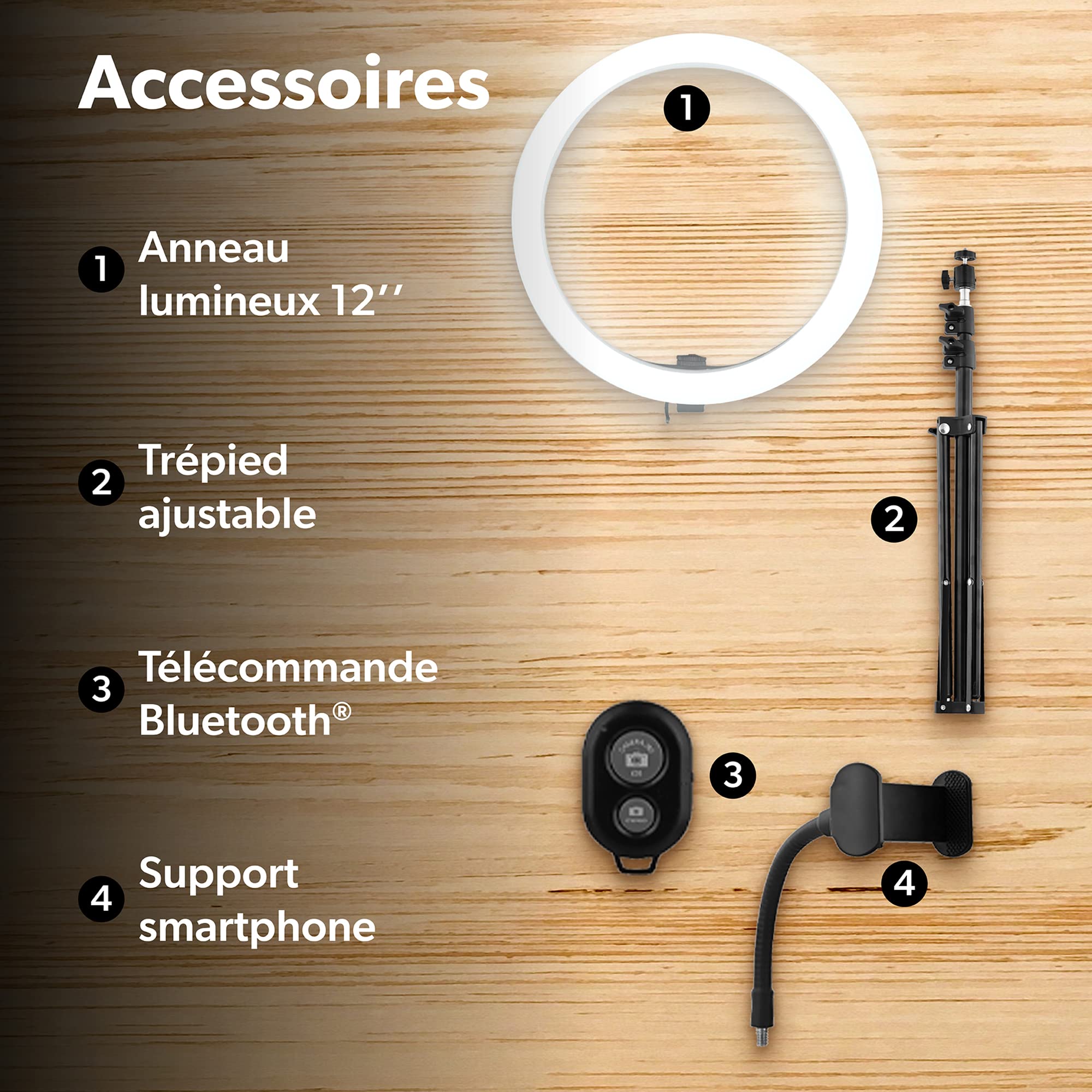 T'NB Influence Ring Light mit Stativ für Studio, Verstellbarer LED-Ring, ideal für Fotos, Videos und Videos Tiktok/YouTube/Twitch/Instagram, Höhe verstellbar bis 160 cm – Schwarz