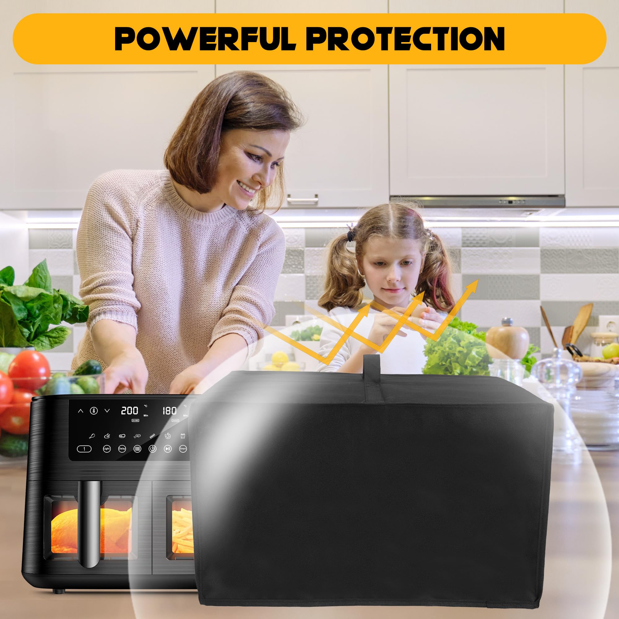 Hittebestendige, waterdichte, stofdichte afdekking voor Ninja Foodi MAX Dual Zone Air Fryer AF400EUCP 9,5L, AF500EU 10,4 l (zwart