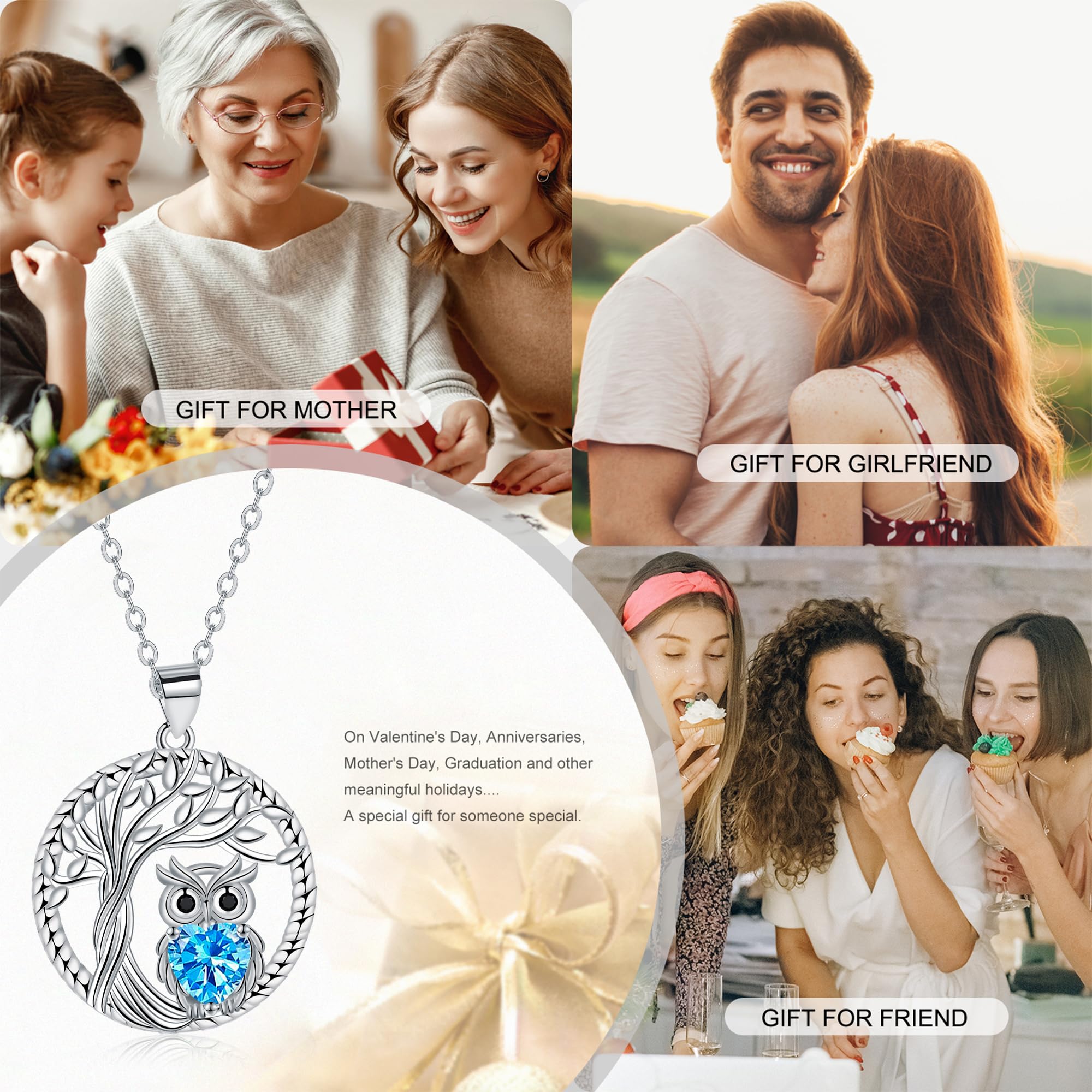 Lebensbaum Halskette für Damen 925 Sterling Silber Kette, Geburtstag Valentinstag Weihnachten Geschenke für Frauen Freundi