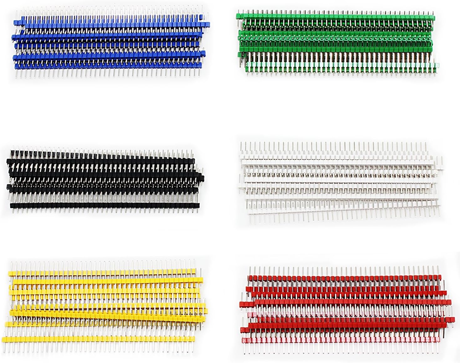 Aussel 6Colors 2.54mm Breakable Pin Header PCB Board Single Row 40Pin Male Header Connector for Arduino Shield Pack of 60 (PIN-6C-60PCS)