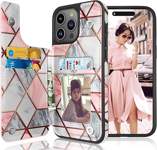 Tekcoo Funda tipo cartera compatible con iPhone 15  2023  6.1 pulgadas  Minimalista de lujo de piel sintética para identificación en efectivo