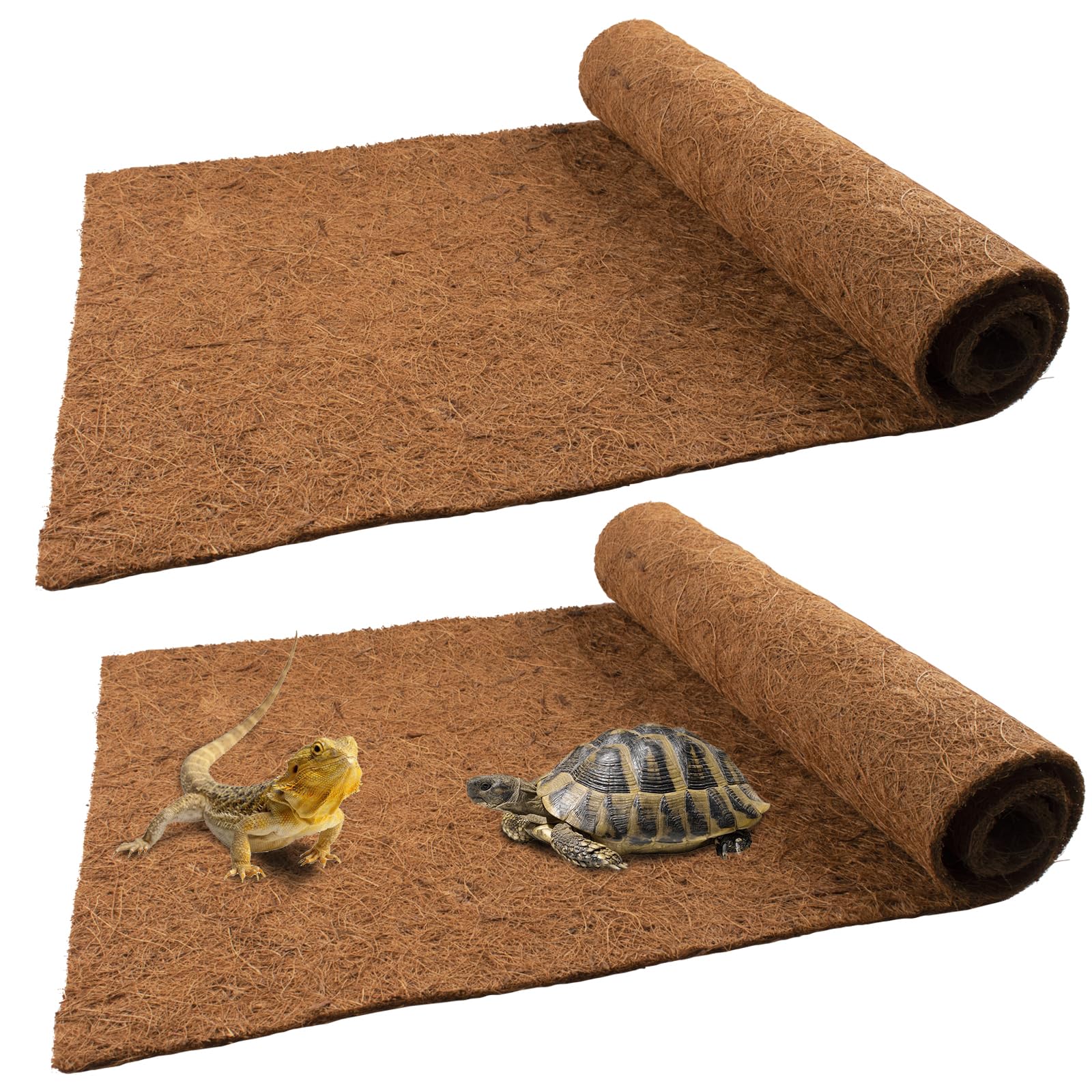 Reptile Carpet Coconut Fiber, 2 Rolls 80*40cm/31.5" x 15.8" Natural Reptile Carpet Terrarium Liner Bedding Reptile Substrate Mat Supplies for Bearded Dragon Leopard Gecko Iguana Lizard Snake Turtle