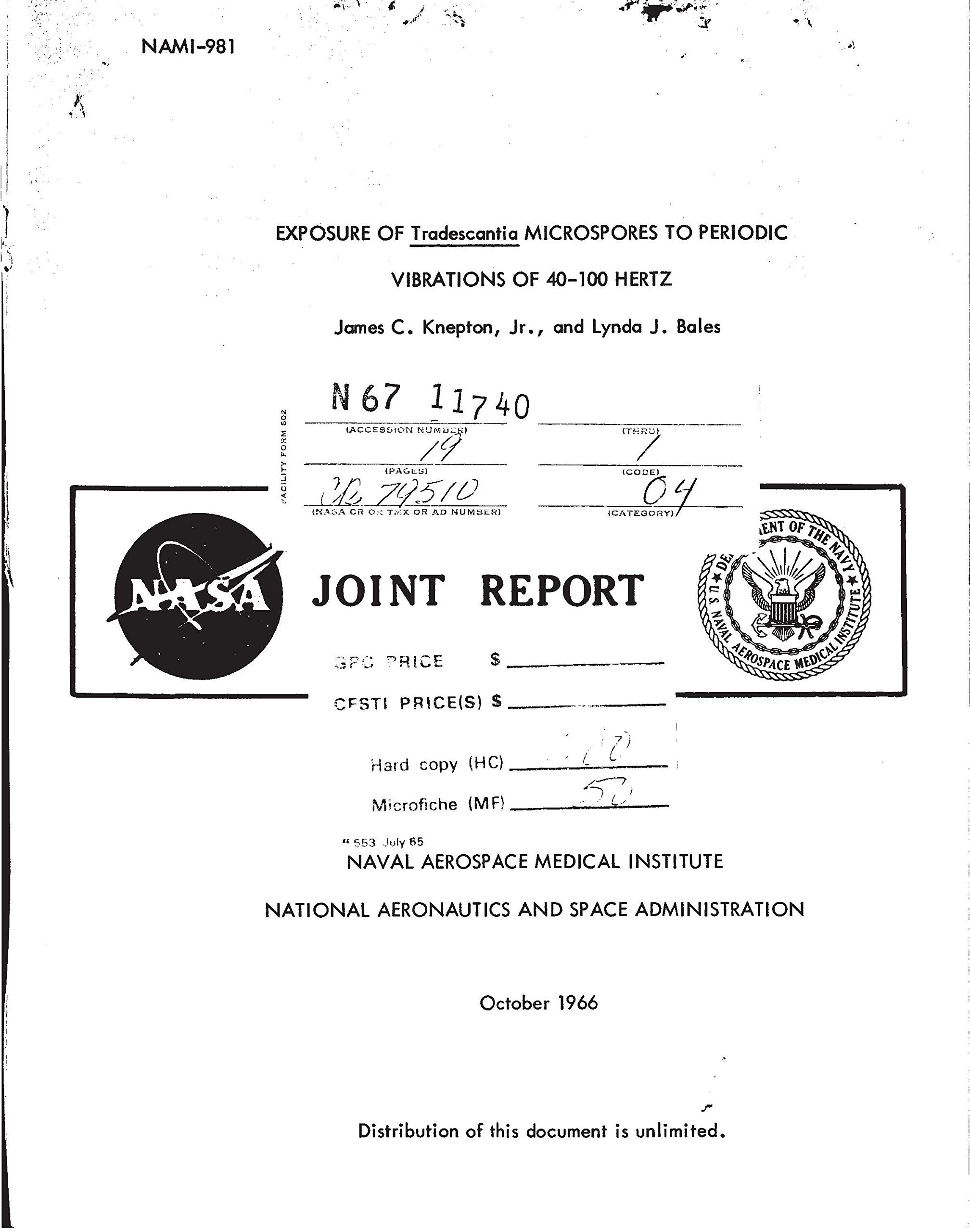 Exposure of Tradescantia Microspores to Periodic Vibrations of 40-100 Hertz