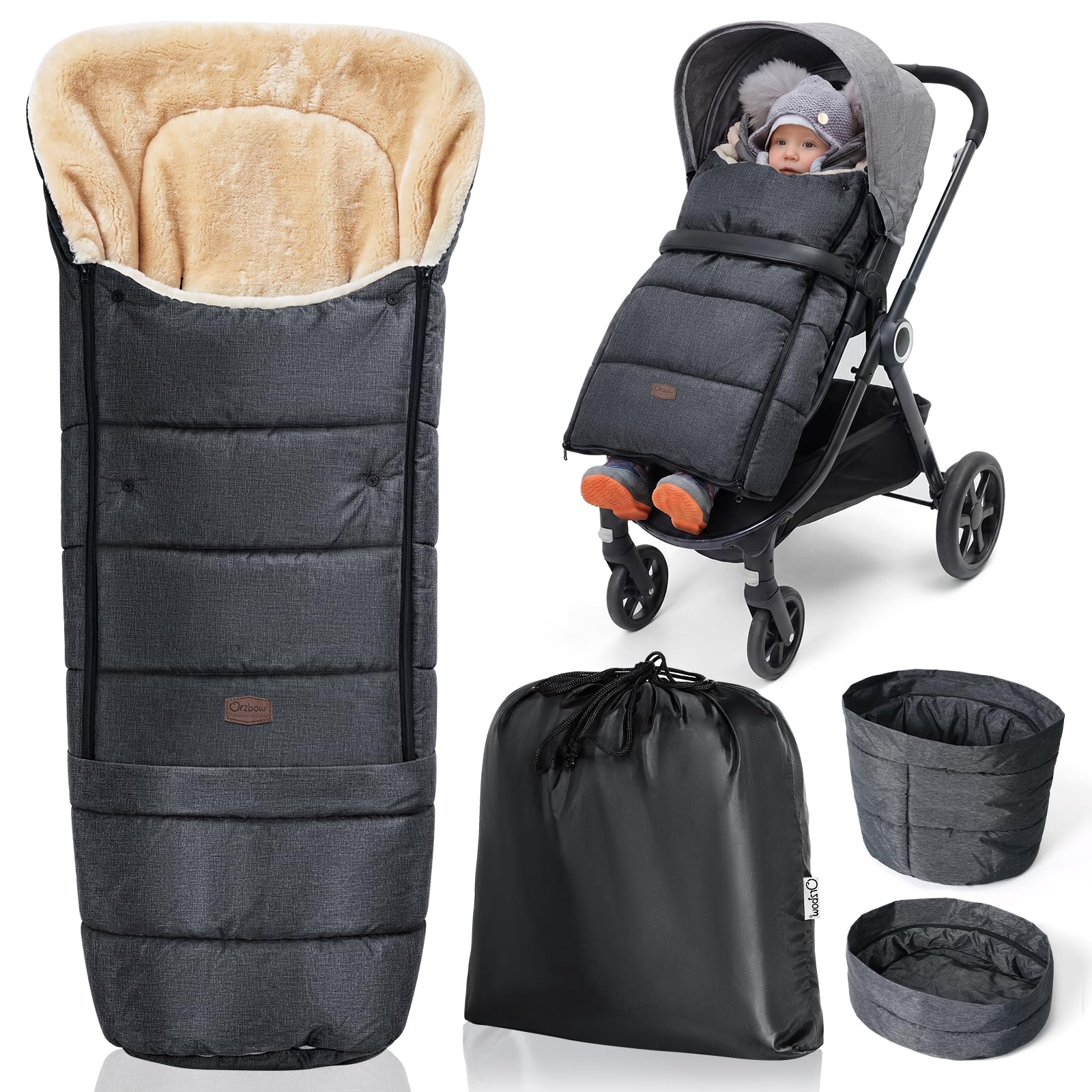 Orzbow Footmuff for Pushchair Universal, Easy-Access Zipper