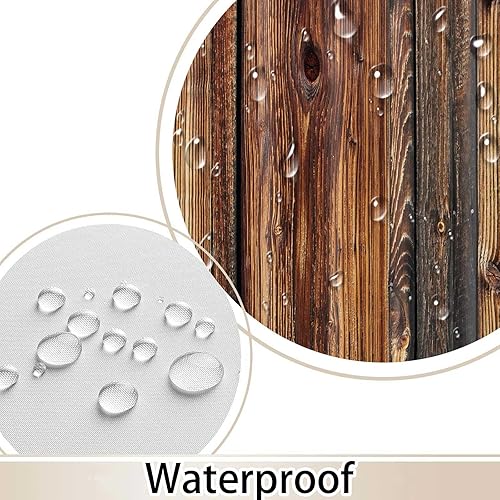 Miniatura 5 de Cortina de Ducha de Tablón de Madera Rústica Marrón, Cortina de Ducha de Puerta de Granero Rústica, Cortinas de Baño de Tela de Tablón de Madera