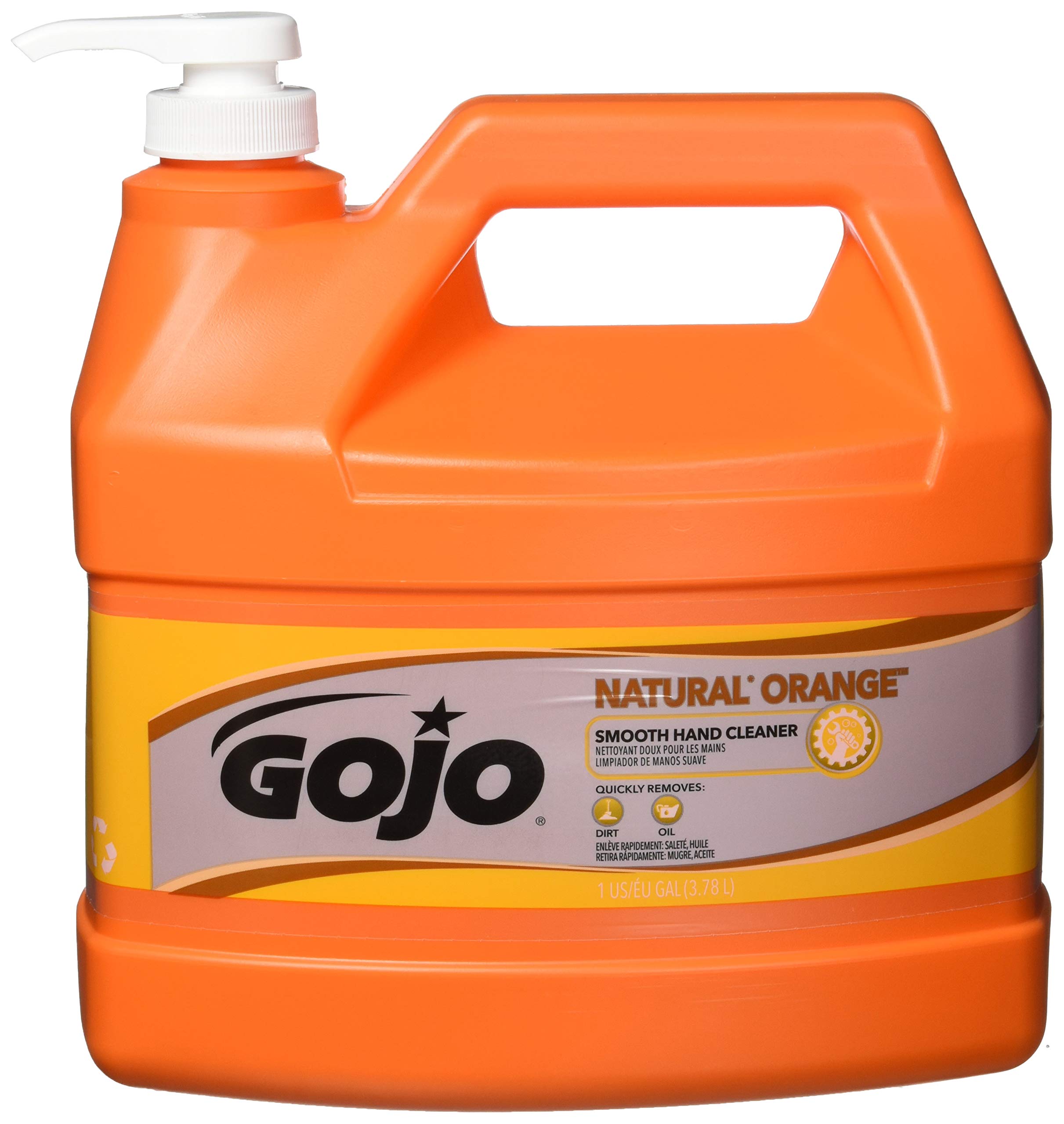 Photo 1 of GOJO Natural Orange Smooth Hand Cleaner, Citrus Scent, 1 Gallon Quick Acting Smooth Hand Cleaner Pump Bottle (Pack of 4) - 0945-04