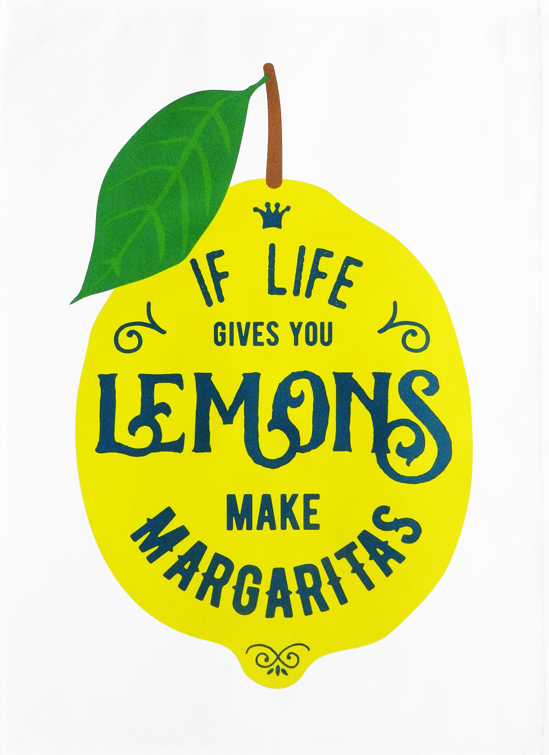 Half A Donkey Yellow/White If Life Gives You Lemons, Make Margarita's - Large Cotton Tea Towel By