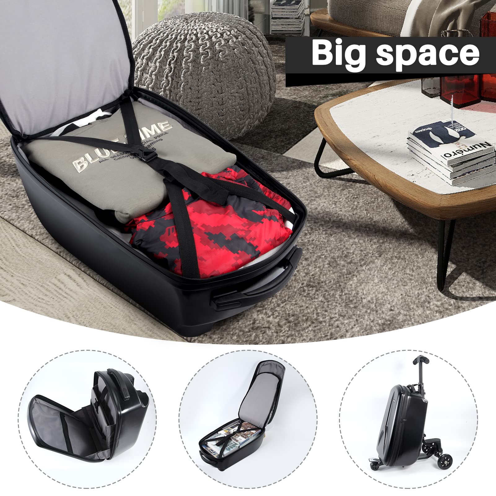 Buy Scooter Luggage for Kids/Adult, 50L Ride On Scooter Suitcase