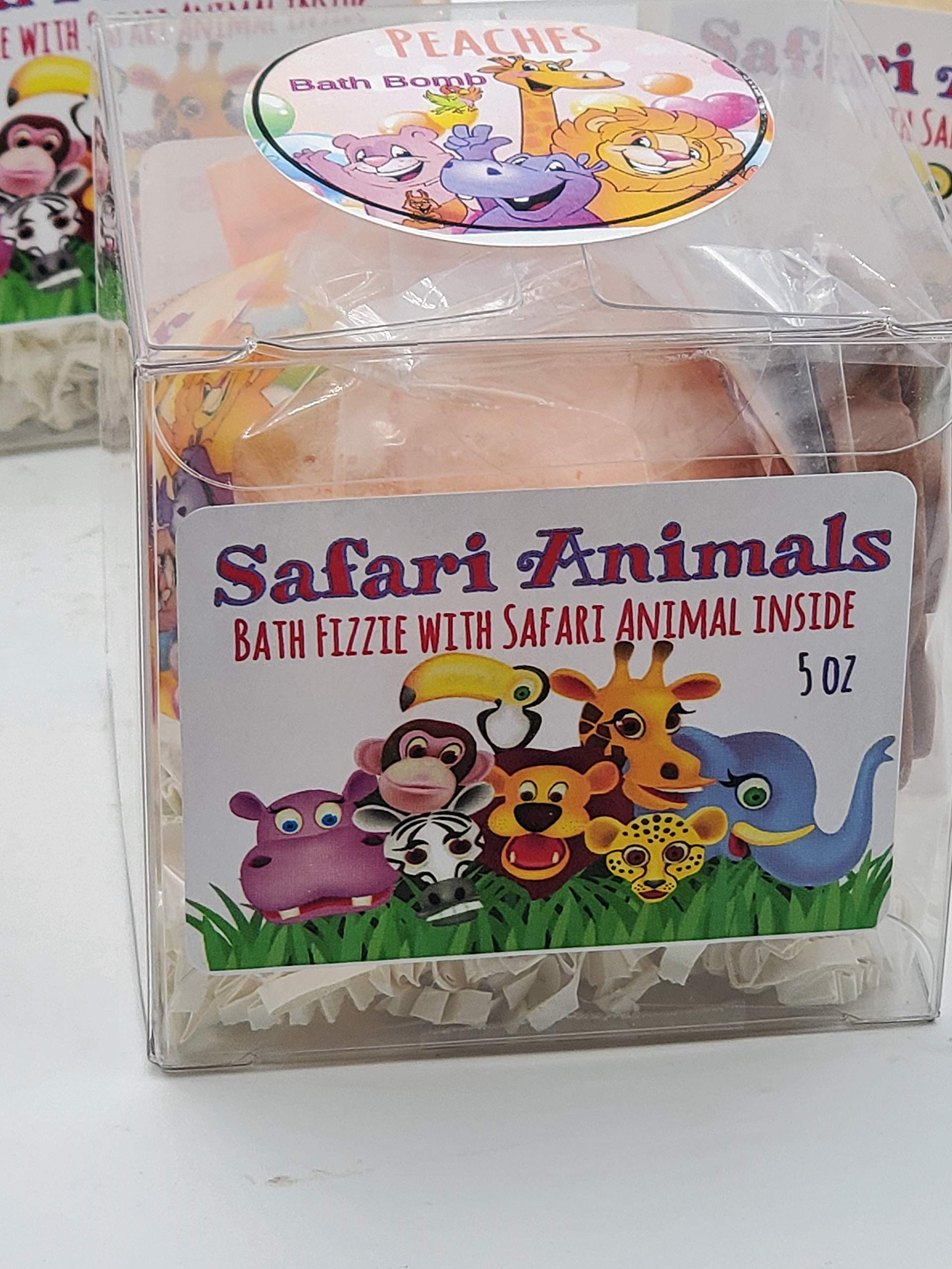 Safari Animals Bath Bomb for Kids with Surprise Toys Inside USA Made, Natural, Gift for Girls/Boys