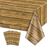 Vista 1 de 4 manteles de madera, manteles rústicos marrones, decoración de mesa rectangular para decoración rústica de fiesta de cumpleaños con temática