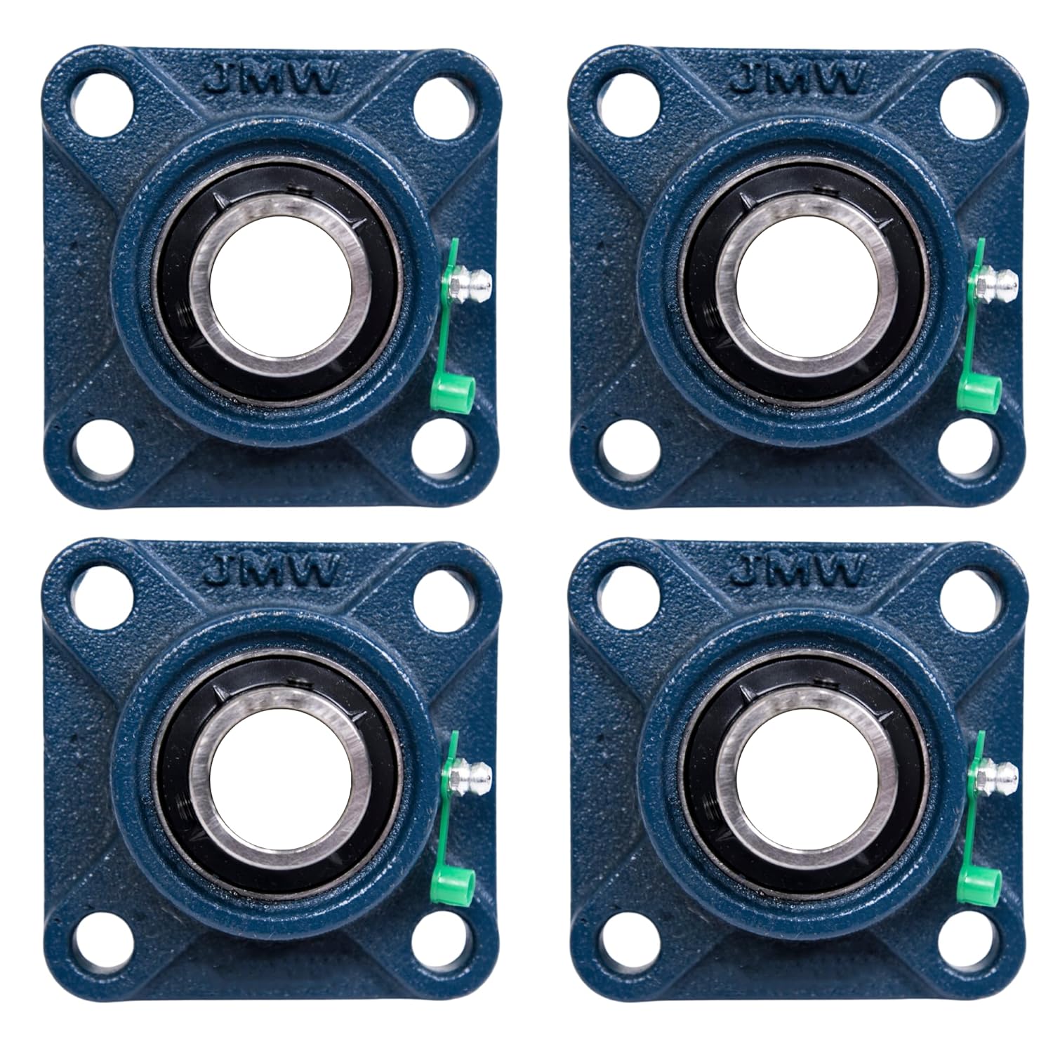 Jeremywell UCF201-8 Pillow Block Bearing (4 Pack), 1/2 inch Bore, 4-Bolt Flange Mounted, Solid Base, Self-Alignment, Square