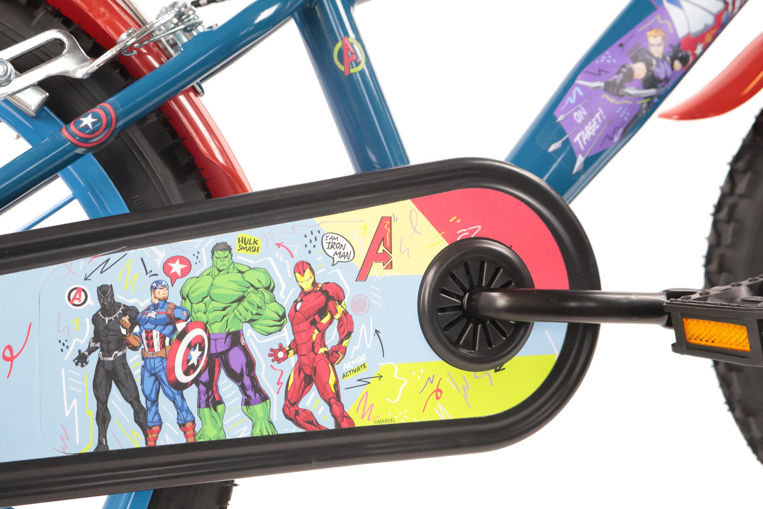 Denver Bike Bicicletta Bambino 16 Pollici Licensed Avengers, 4-6 Anni, Rotelle Removibili, Freni Caliper Anteriore/Posteriore, Telaio Acciaio, Ruote Gonfiabili, Borraccia e Scudo