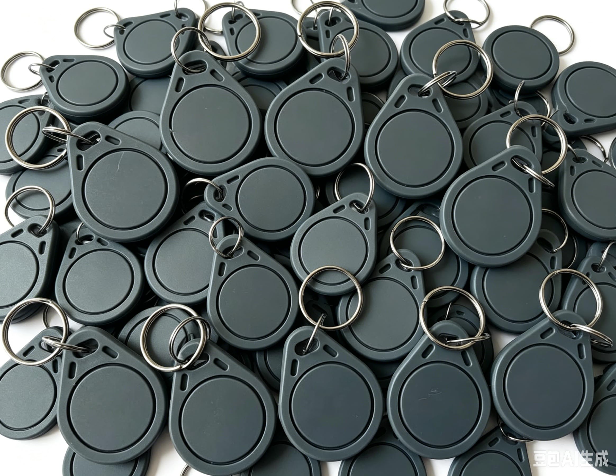 Lot de 100 porte-clés classiques 1K, M1 13,56 MHz avec étiquette RFID ISO14443A, lisible et inscriptible (gris)