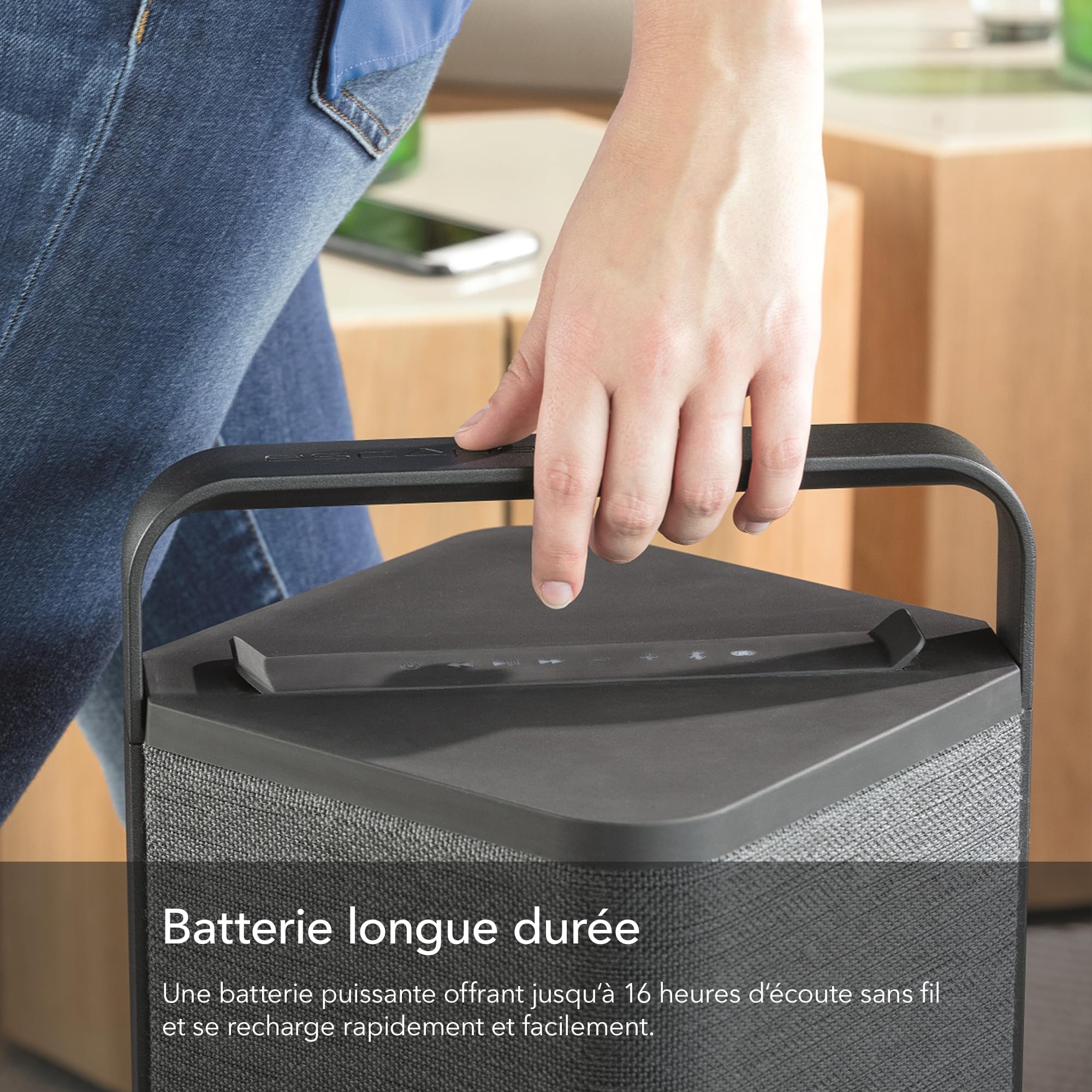 Escape P9 Haut-Parleur Bluetooth d'extérieur (IPX4 résistant aux intempéries, 100 W, autonomie de la Batterie 16 h, sans Fil, Portable) Noir