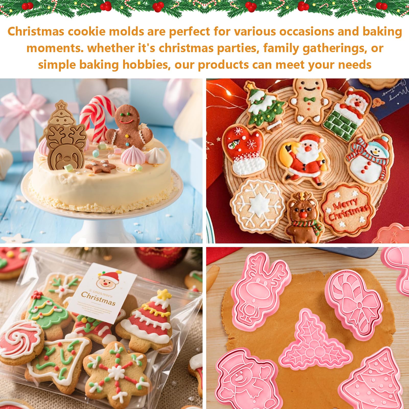 Formine per Biscotti Natalizi, 6Pcs Stampo per Biscotti Natalizi, Formine Biscotti Natale 3D, Formine Biscotti Plastica, forme assortite, Christmas Cookie Cutter Per Decorare Biscotto Dolci Torta (A