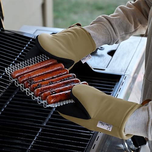 Miniatura 7 de 1 par de mini guantes cortos de neopreno para horno, resistentes al calor, guantes de horno pequeños para cocina, agarre antideslizante, lazo para
