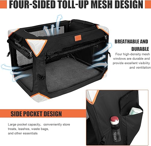 Miniatura 3 de Jaula plegable para perros, jaula de viaje portátil para perros pequeñosmedianos, jaula para mascotas de 4 puertas, resistente y duradera,