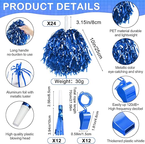 Miniatura 3 de Yunsailing 96 piezas de accesorios de espíritu de equipo para el día del juego, incluyen aplausos de mano, porristas, pompones, truenos, soplador de