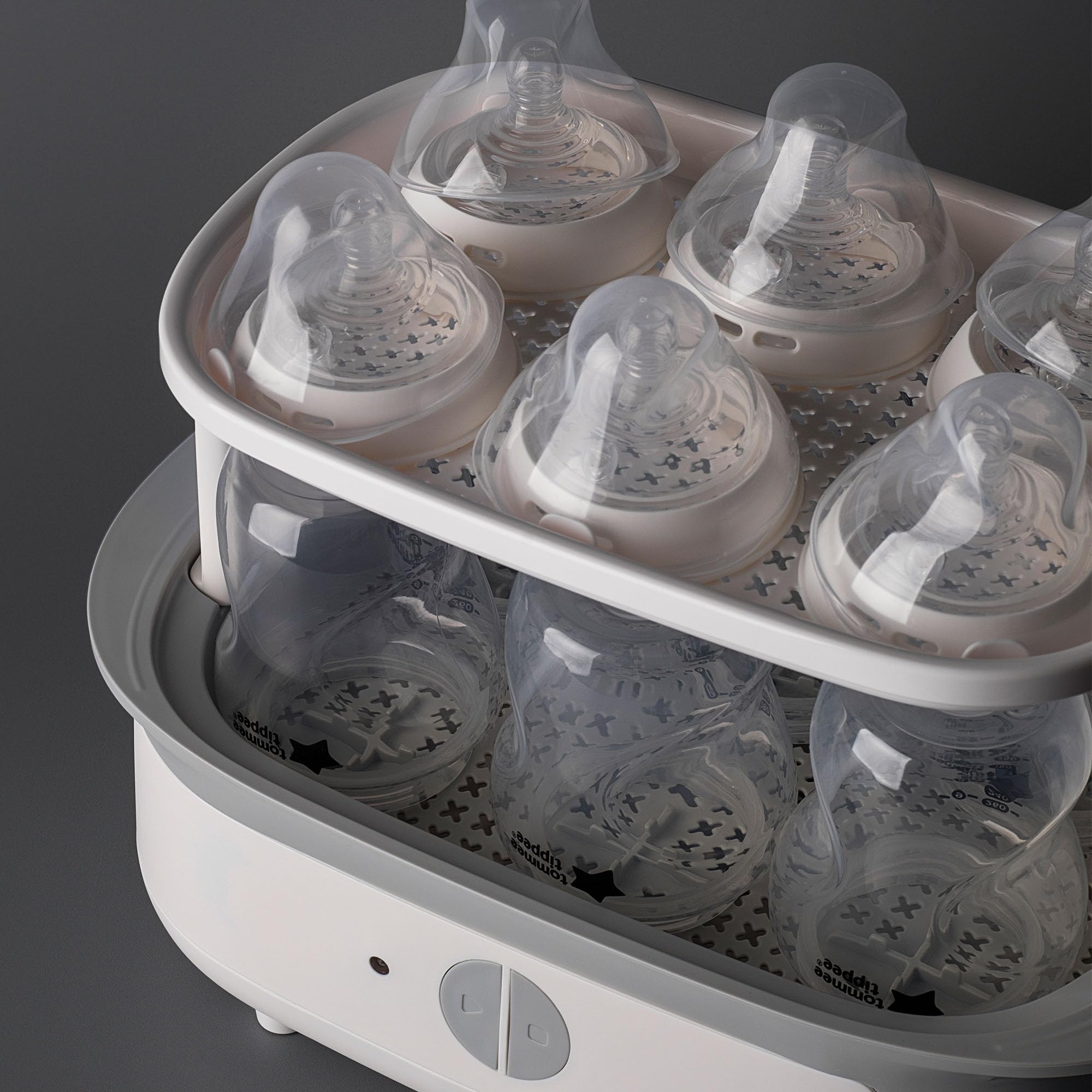 Tommee Tippee Esterilizador a Vapor Eléctrico Avanzado, Mata los Virus* y el 99,9 % de las Bacterias, Ciclo de Esterilización de 5 Minutos, Blanco