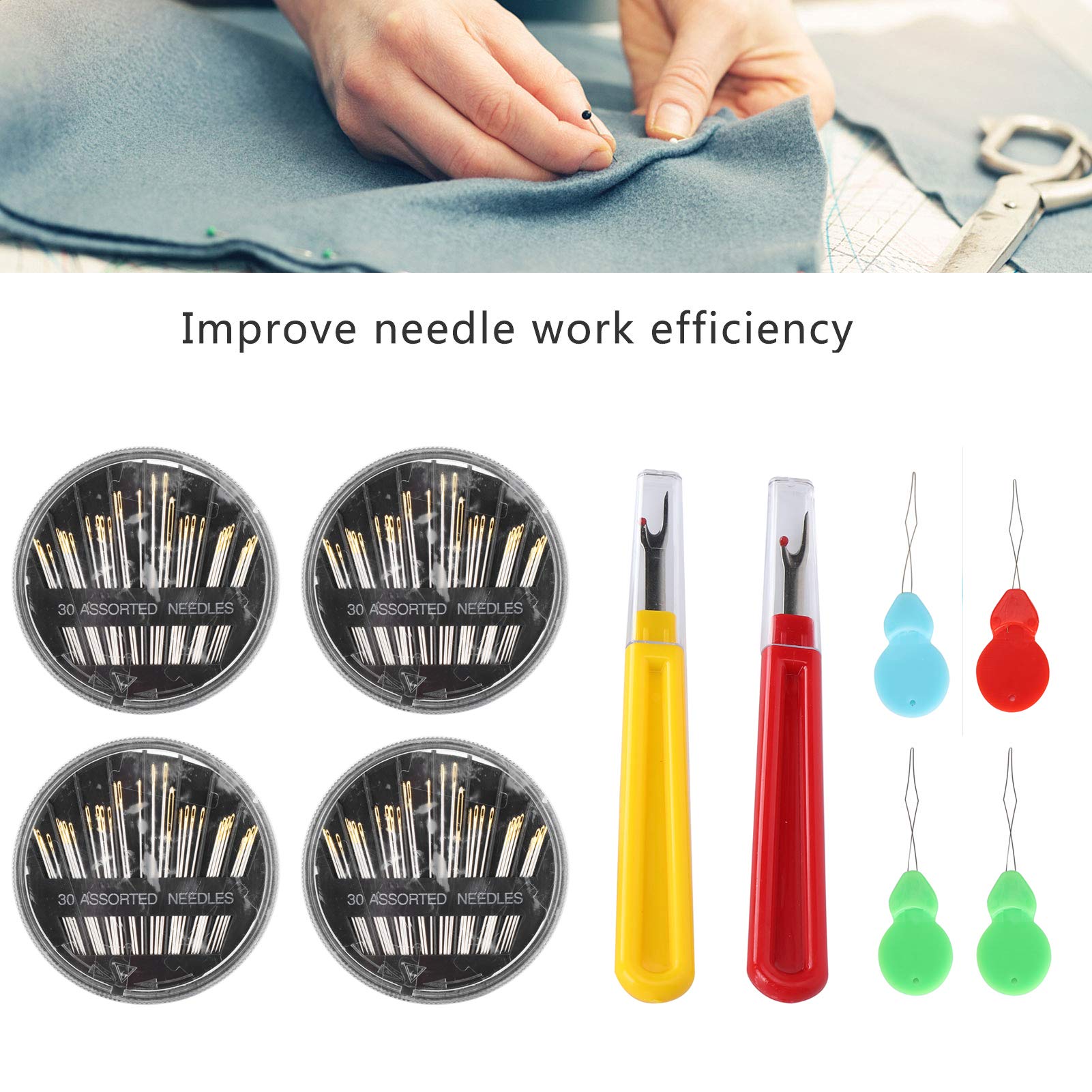 Respicefinem Sewing Tools Set Boxed Hand Needle Thread Remover Elderly Automatic Threader DIY Kit Ideal for Various Sewing Projects Including Embroidery Cross Stitch and Handwork