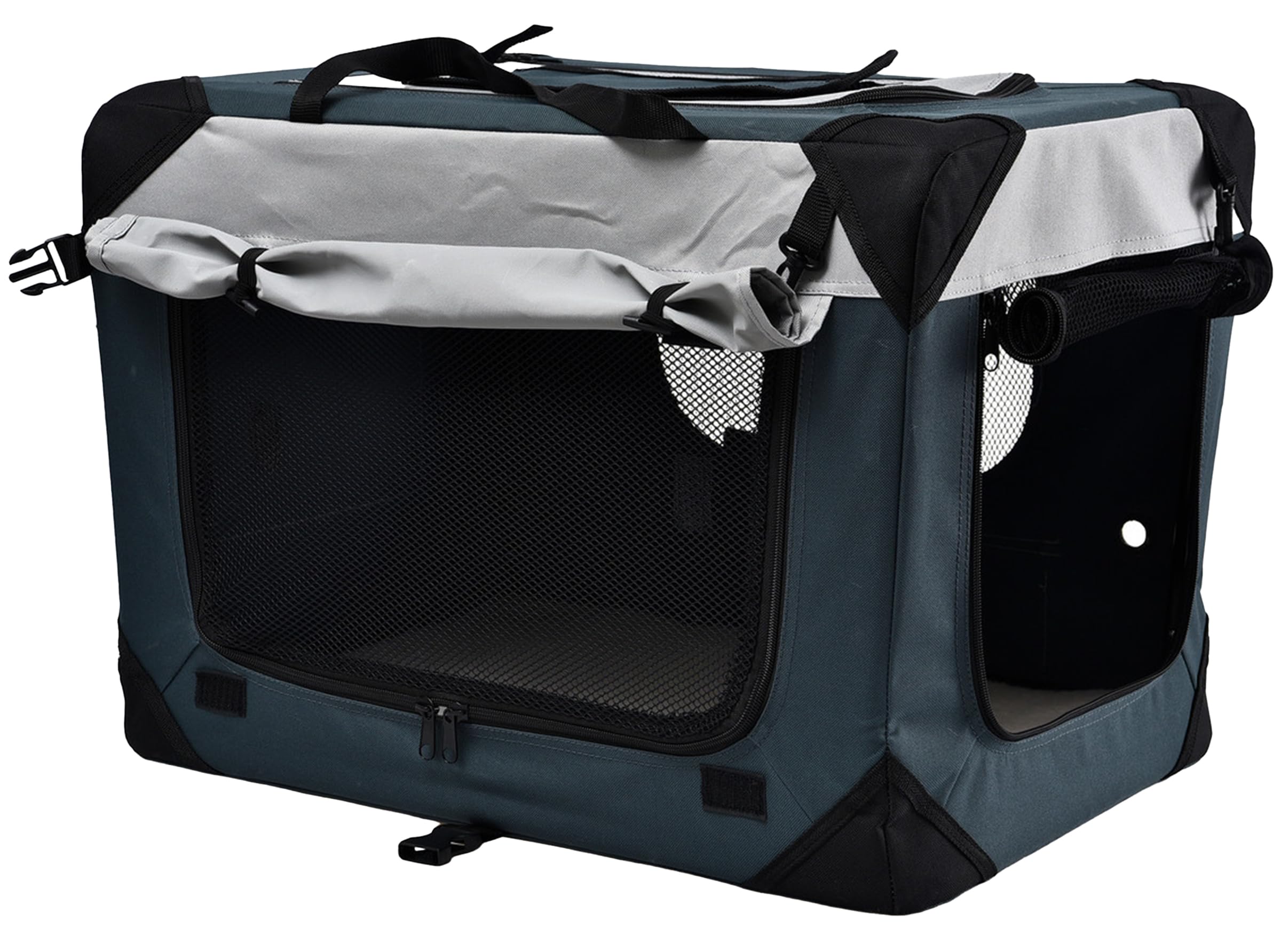 Dehner Lieblinge Transporttasche Brian für Hund oder Katze, ca. 76 x 51 x 48 cm, Polyester/Kuntstoff, grau