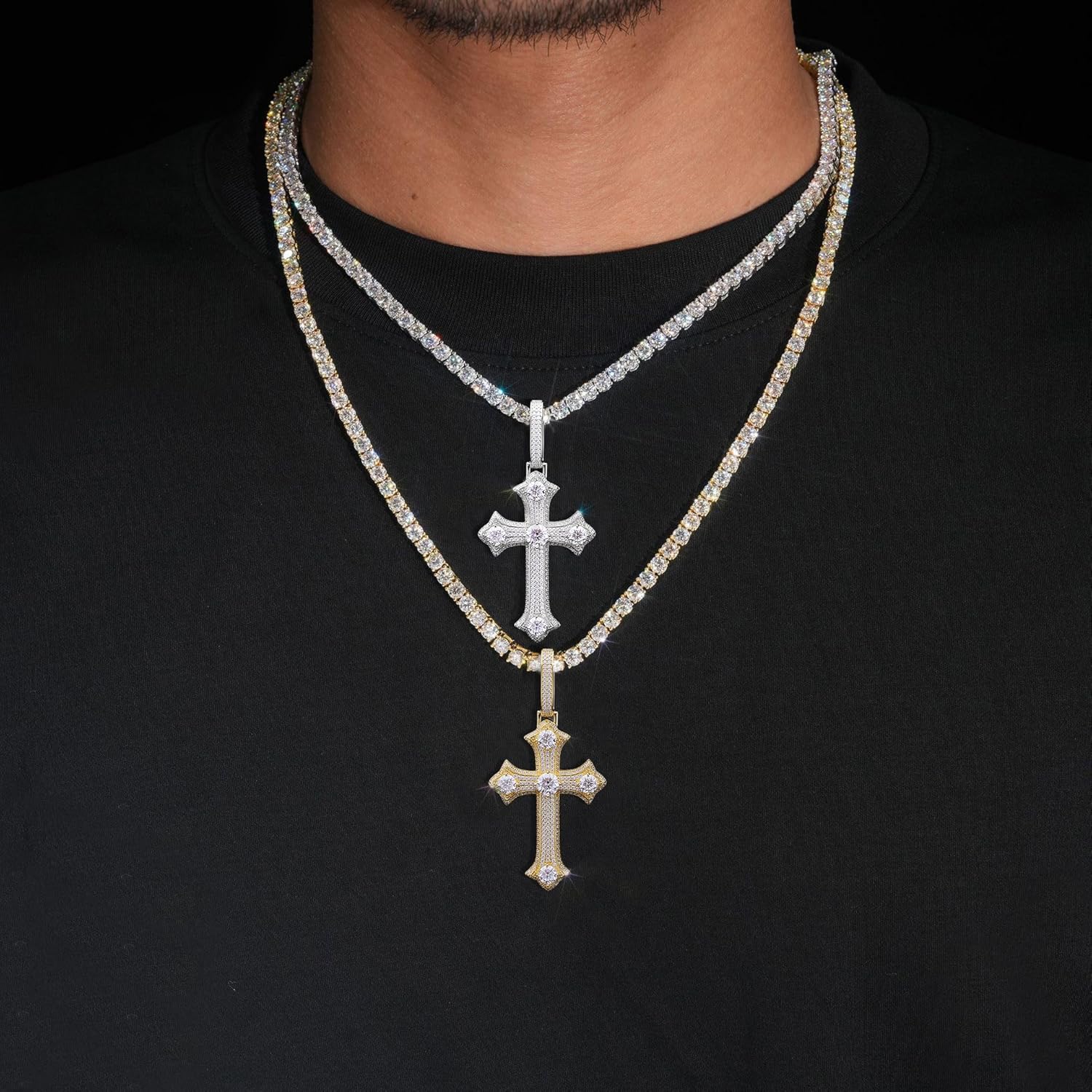 Moissanite Cross Necklace for Men,D Color Iceout Diamond Crucifix Pendant,S925 Silver Lab Diamond Hiphop Pendant Christian Jewelry for Hiphop Men Rapper - Image 7