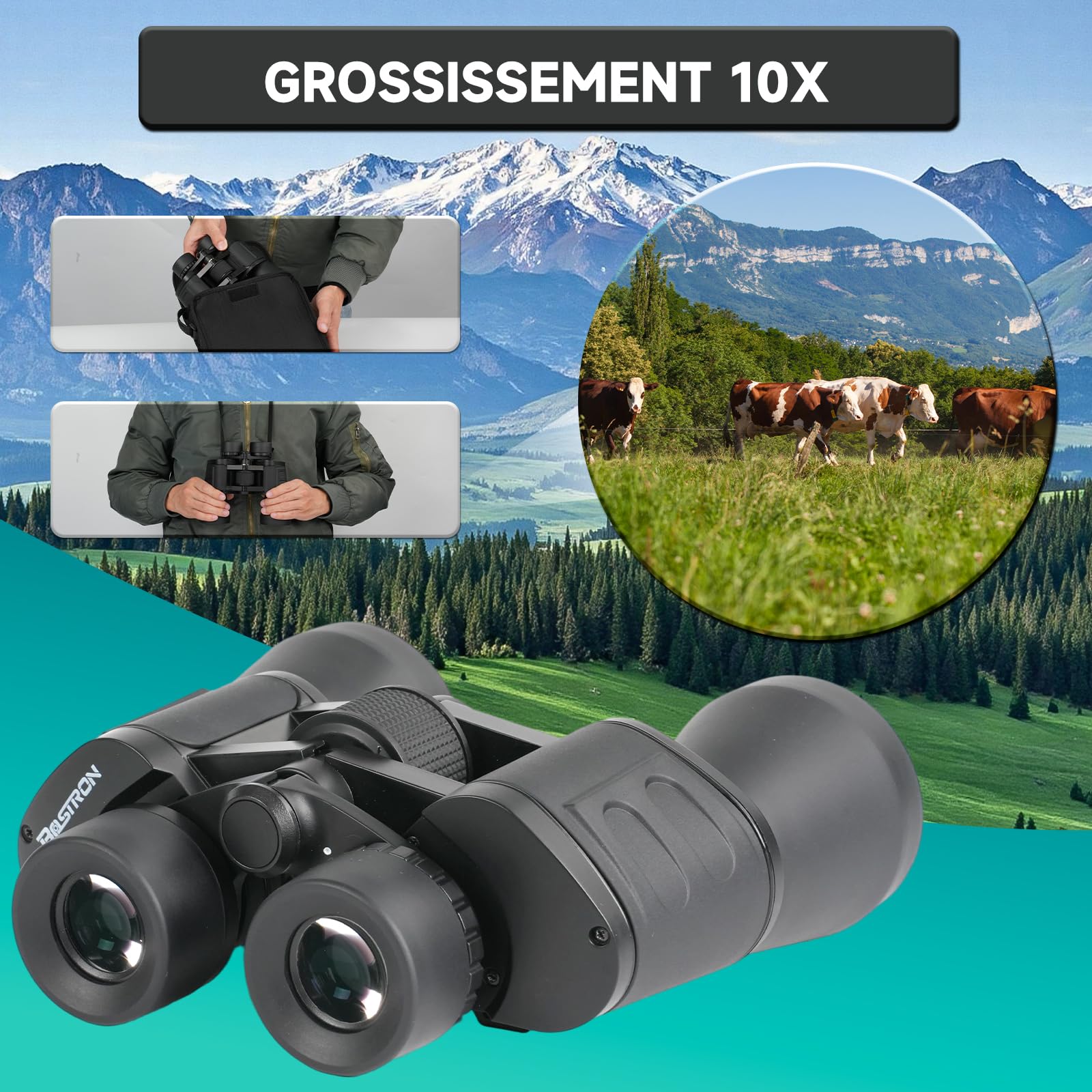 Jumelles Adultes 10x50 Compact pour l'Ornithologie | Jumelles Adultes Puissante pour Observation des Oiseaux,HD Portables étanches pour Football, Concerts