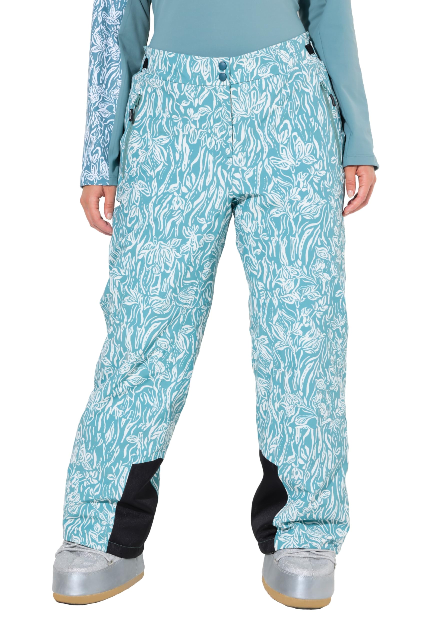 Ulla Popken Damen große Größen Übergrößen Plus Size Skihose, wasserdicht, Klettriegel, Formknie, recycelt 832589