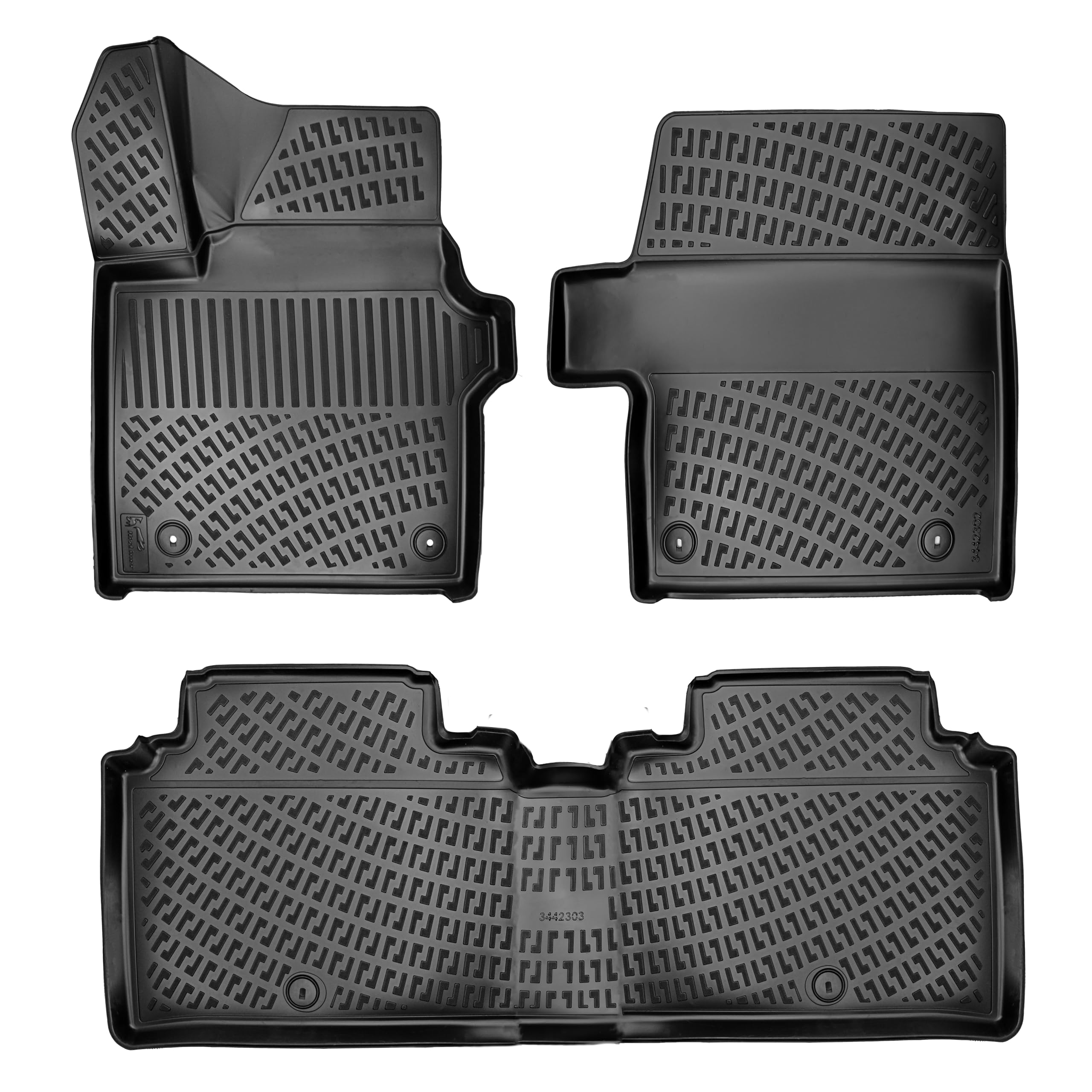 RizLiner Hyundai Ioniq 5 Unmovable Console 2022-2026 (No Movable Console) Floor Mats 3D Custom Fit Rubber Car Mats All Weather Laser Measured Floor Liners Heavy Duty Waterproof (Front & Rear) — view 90