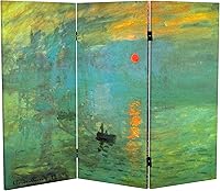 Vista 8 de Red Lantern Pantalla plegable de lona de Van Gogh de doble cara, flores de almendra/campo de trigo, 3 pies de corto - 3 paneles