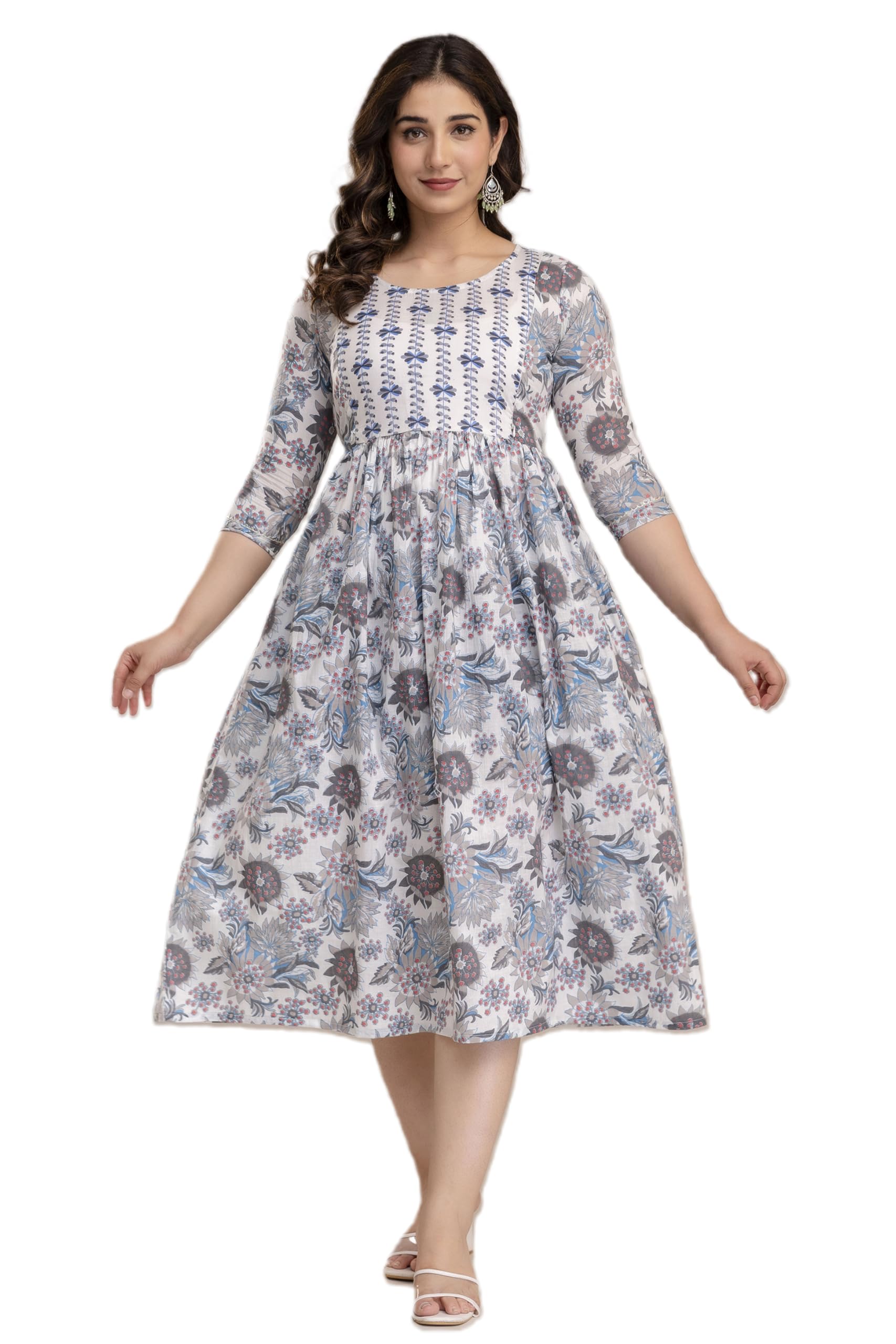 mangla kurti Women's Pure Cotton Printed Both Side Invisible Vertical Zipper Feeding Kurti | All Over Print Maternity Gown Kurta-picture-21