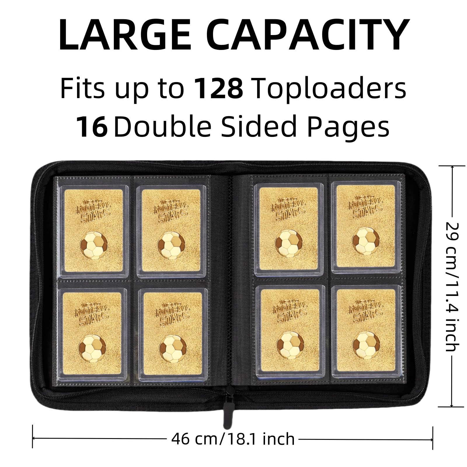 TopLoader Binder 4 Pocket, Top Loader Binder Holds 128 Cards, Trading Card Binder for 3