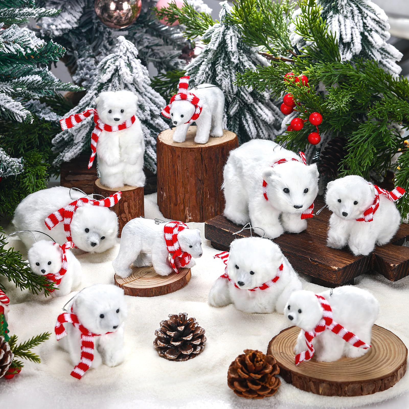 Amazon.co.jp: Yinder 10個 クリスマス シロクマ オーナメント ラージ